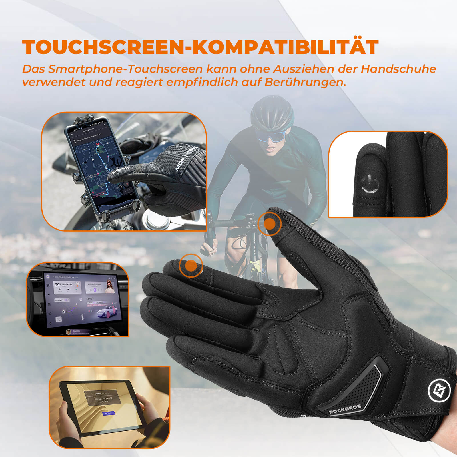 ROCKBROS Motorradhandschuhe Atmungsaktiv Handschuhe Touchscreen - Fahrradhandschuhe ROCKBROS - EU - NooMii