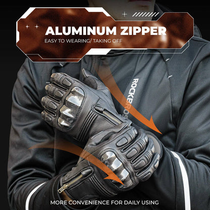 ROCKBROS Motorradhandschuhe Touchscreen Leder Vollfinger Handschuhe Amtungsaktiv - Motorradhandschuhe ROCKBROS - EU - NooMii