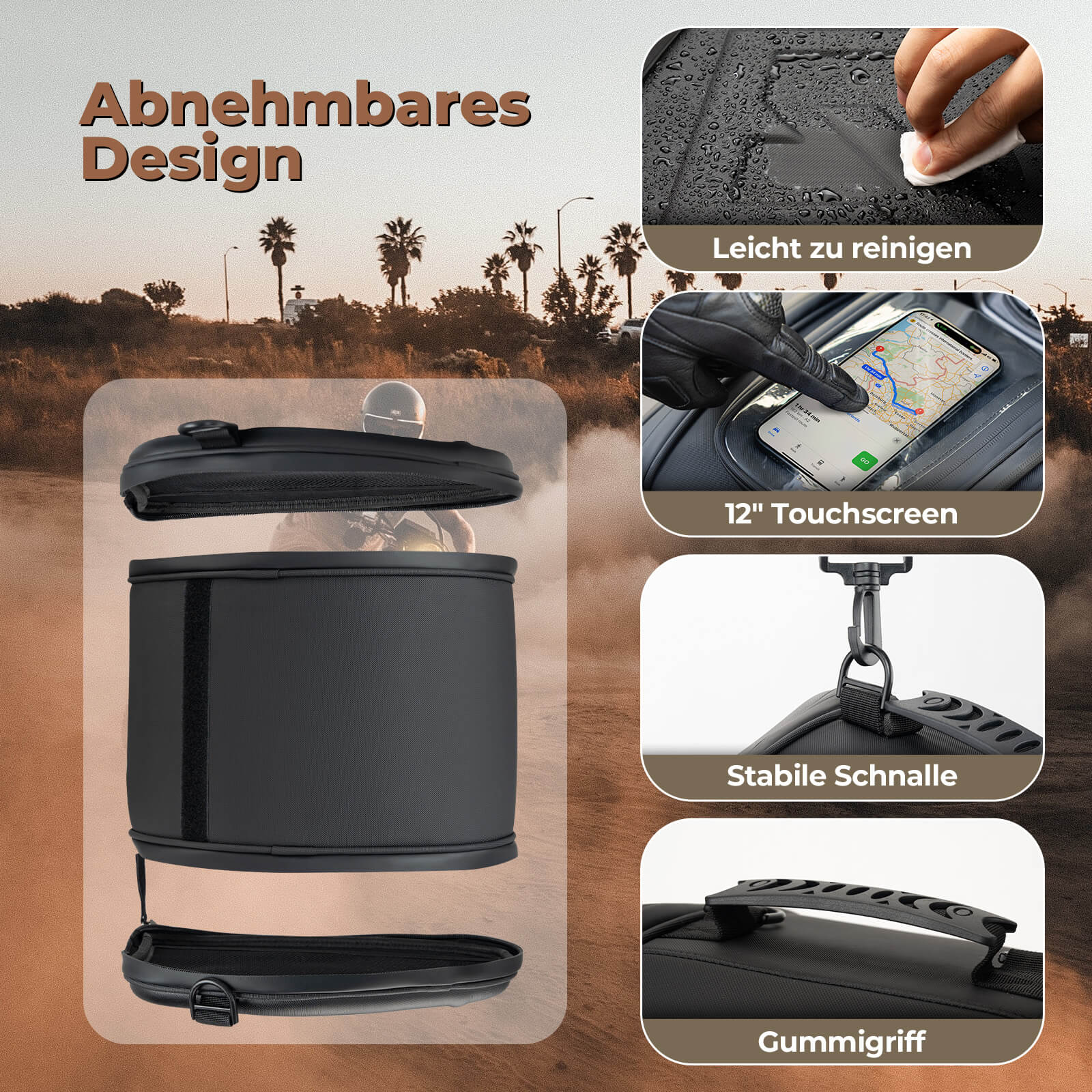 ROCKBROS Motorradtasche Tankrucksack mit Handyhalter Hecktasche 14L - Fahrradtaschen ROCKBROS - EU - NooMii