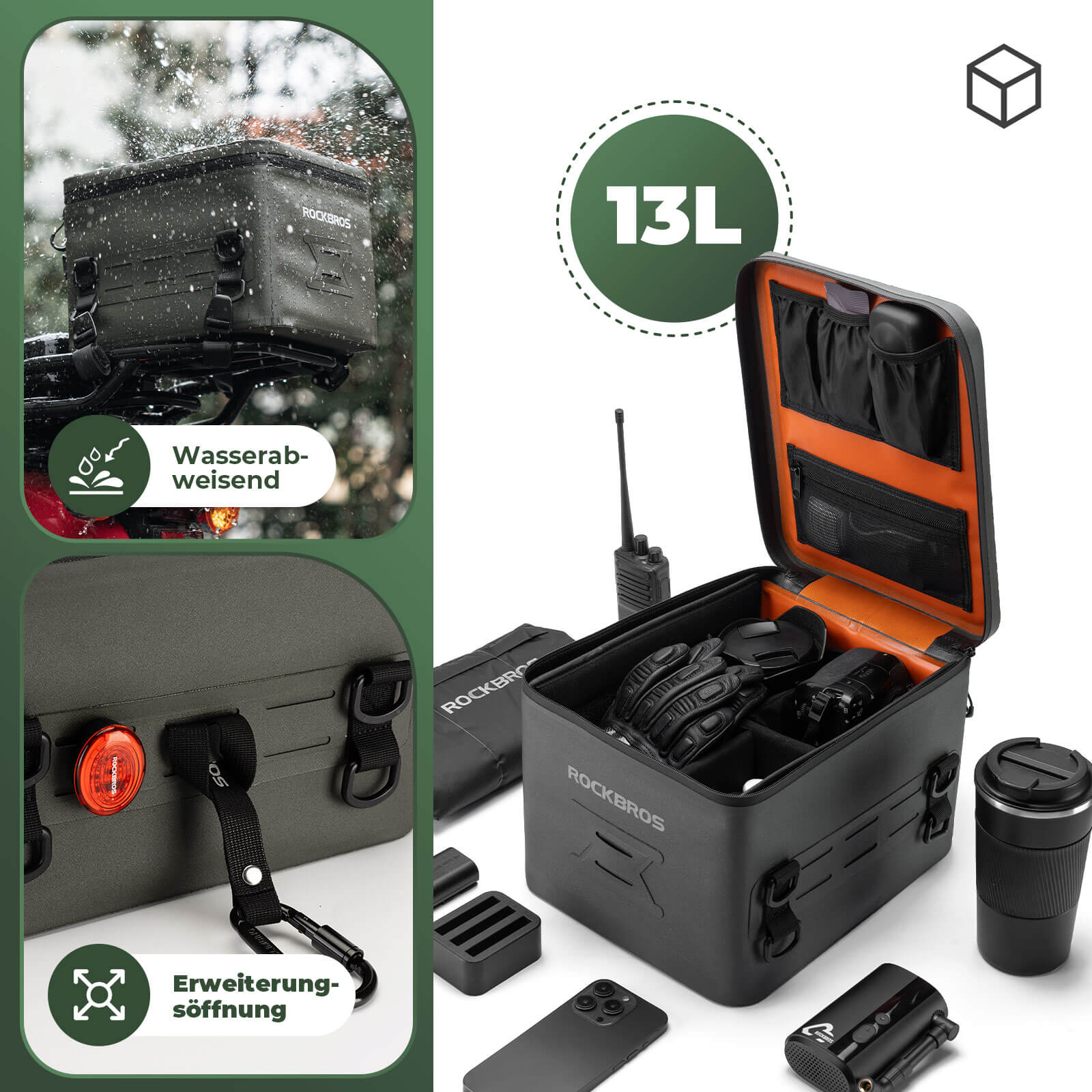 ROCKBROS Motorradtasche Wasserdicht Gepäckträgertasche Hecktasche 13L - Motorradtaschen ROCKBROS - EU - NooMii