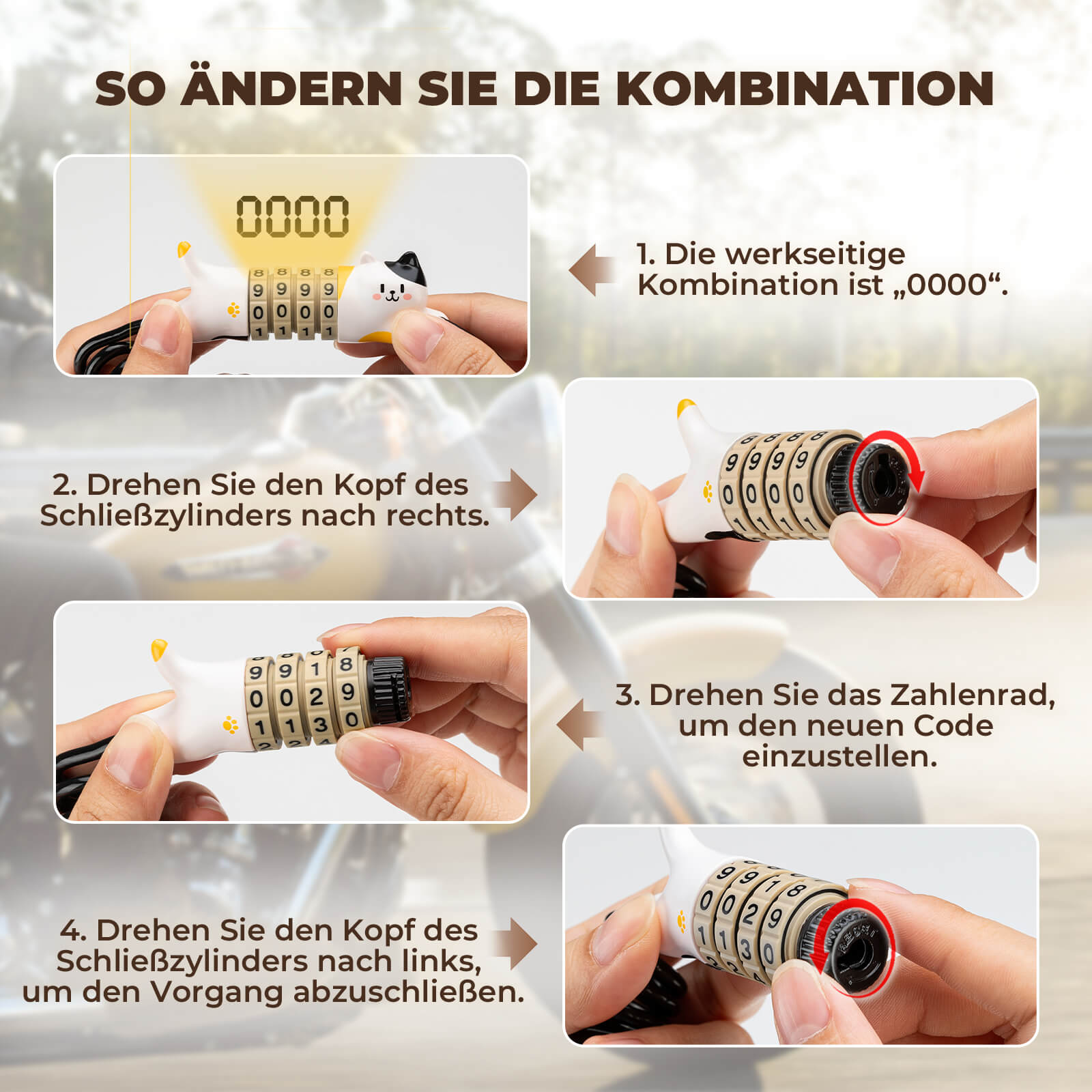 ROCKBROS Multifunktional Fahrradschloss Kinder Zahlenschloss Helmschloss - Fahrradschloss ROCKBROS - EU - NooMii