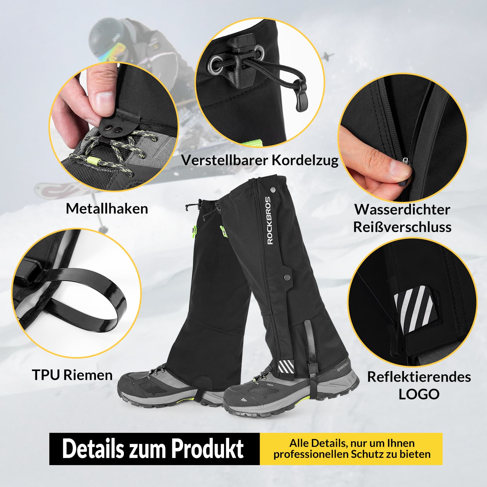 ROCKBROS Outdoor Gamaschen wasserdichte Schnee Gaiter für Herren Damen - Fahrrad Überschuhe ROCKBROS - EU - NooMii