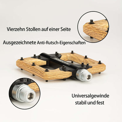 ROCKBROS Pedale CNC Alu Flat Pedale mit 3 abgedichtete Lager Holzfarbe - Fahrradpedale ROCKBROS - EU - NooMii