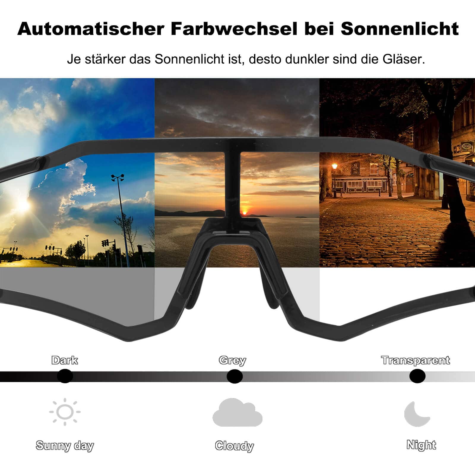 ROCKBROS Photochrome Radsport Brille mit UV400 Schutz - Fahrradbrille ROCKBROS - EU - NooMii