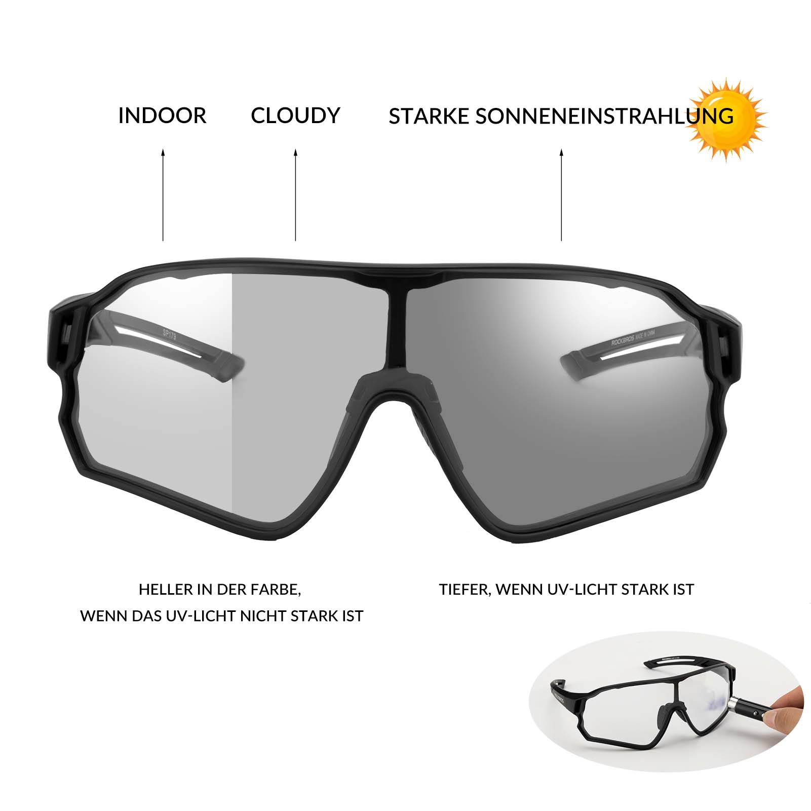 ROCKBROS Photochrome Sonnenbrille Fahrradbrille UV400 - Schutz Unisex - Fahrradbrille ROCKBROS - EU - NooMii