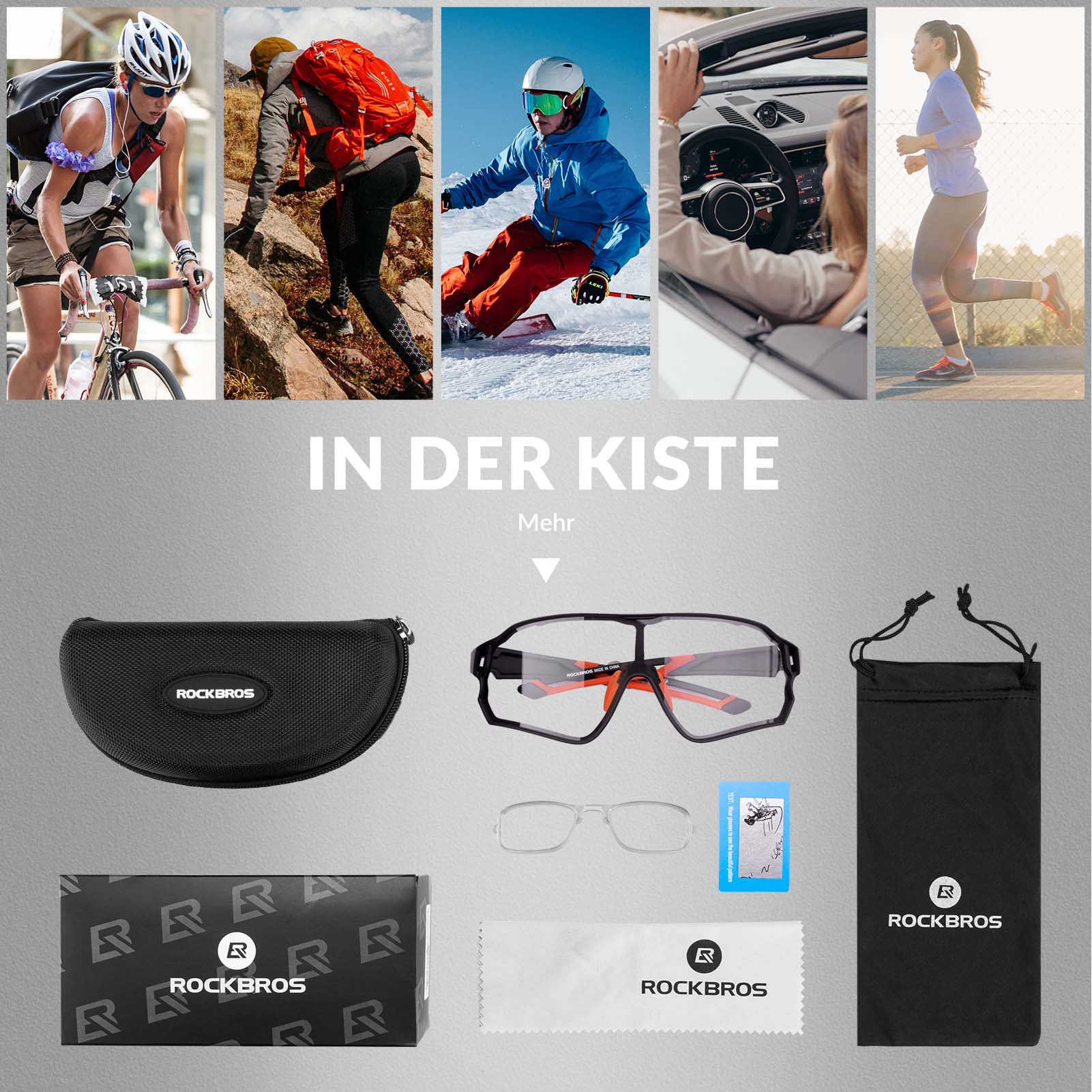 ROCKBROS Photochrome Sonnenbrille Fahrradbrille UV400 - Schutz Unisex - Fahrradbrille ROCKBROS - EU - NooMii