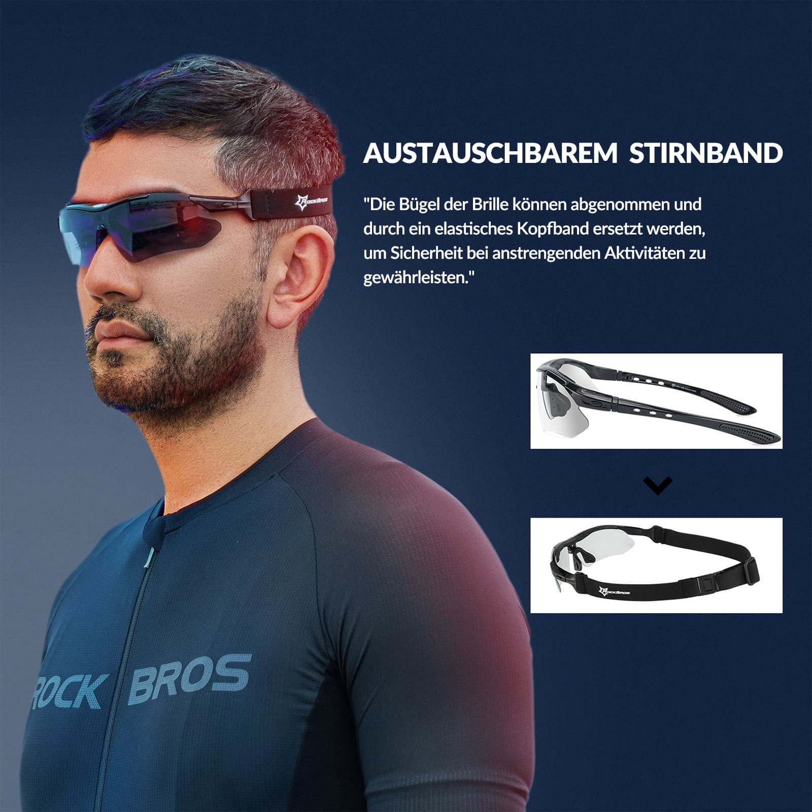 ROCKBROS Photochromic Sportbrillen Mit Austauschbarem Elastischem Stirnband - Fahrradbrille ROCKBROS - EU - NooMii