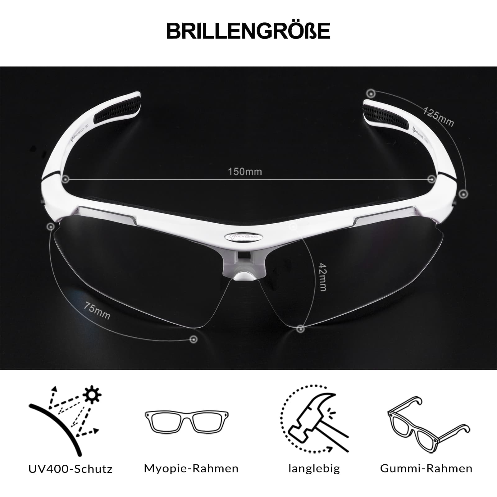 ROCKBROS Photochromic Sportbrillen Mit Austauschbarem Elastischem Stirnband - Fahrradbrille ROCKBROS - EU - NooMii