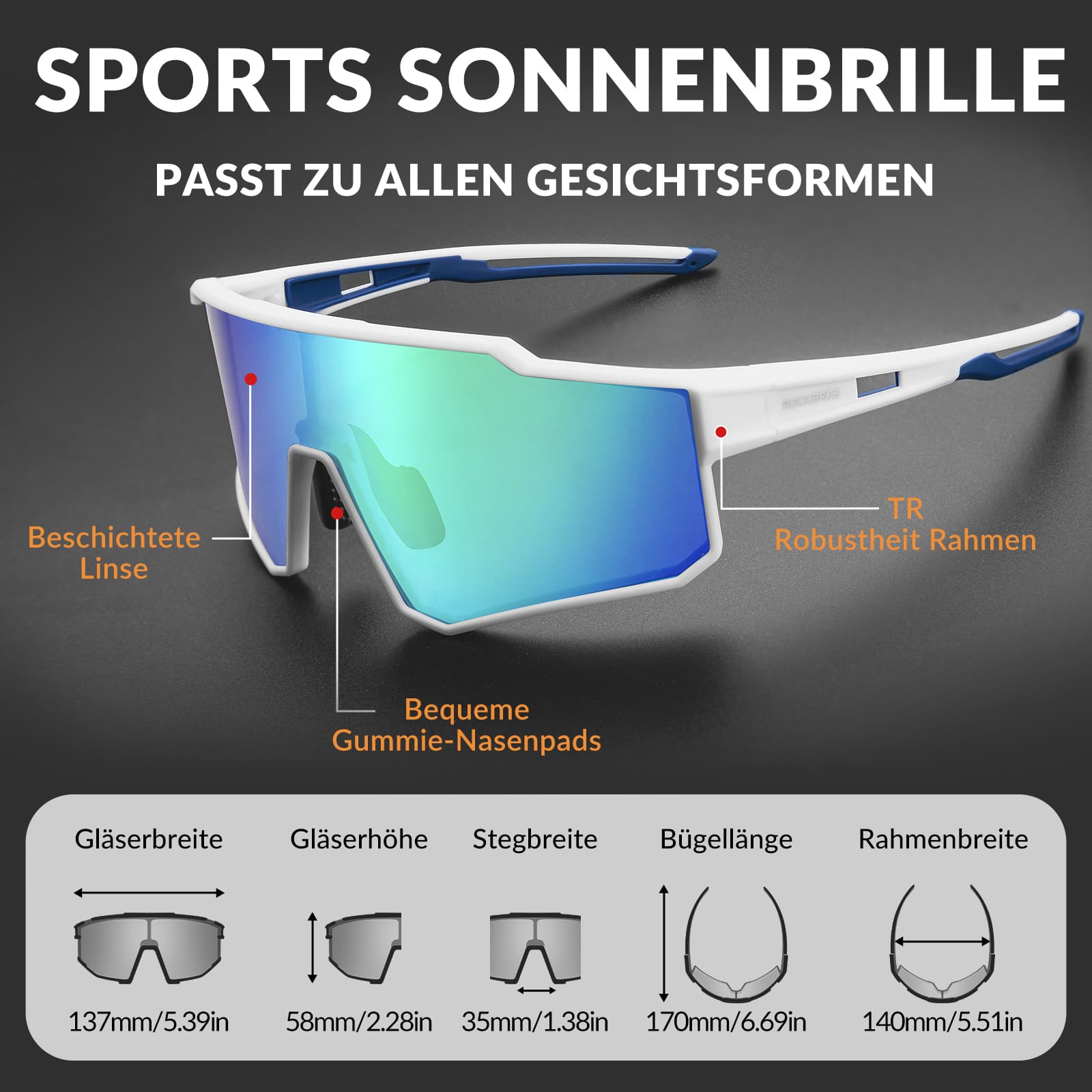 ROCKBROS Polarisiert Fahrradbrille Sport Sonnenbrille für Outdoorsport - Fahrradbrille ROCKBROS - EU - NooMii