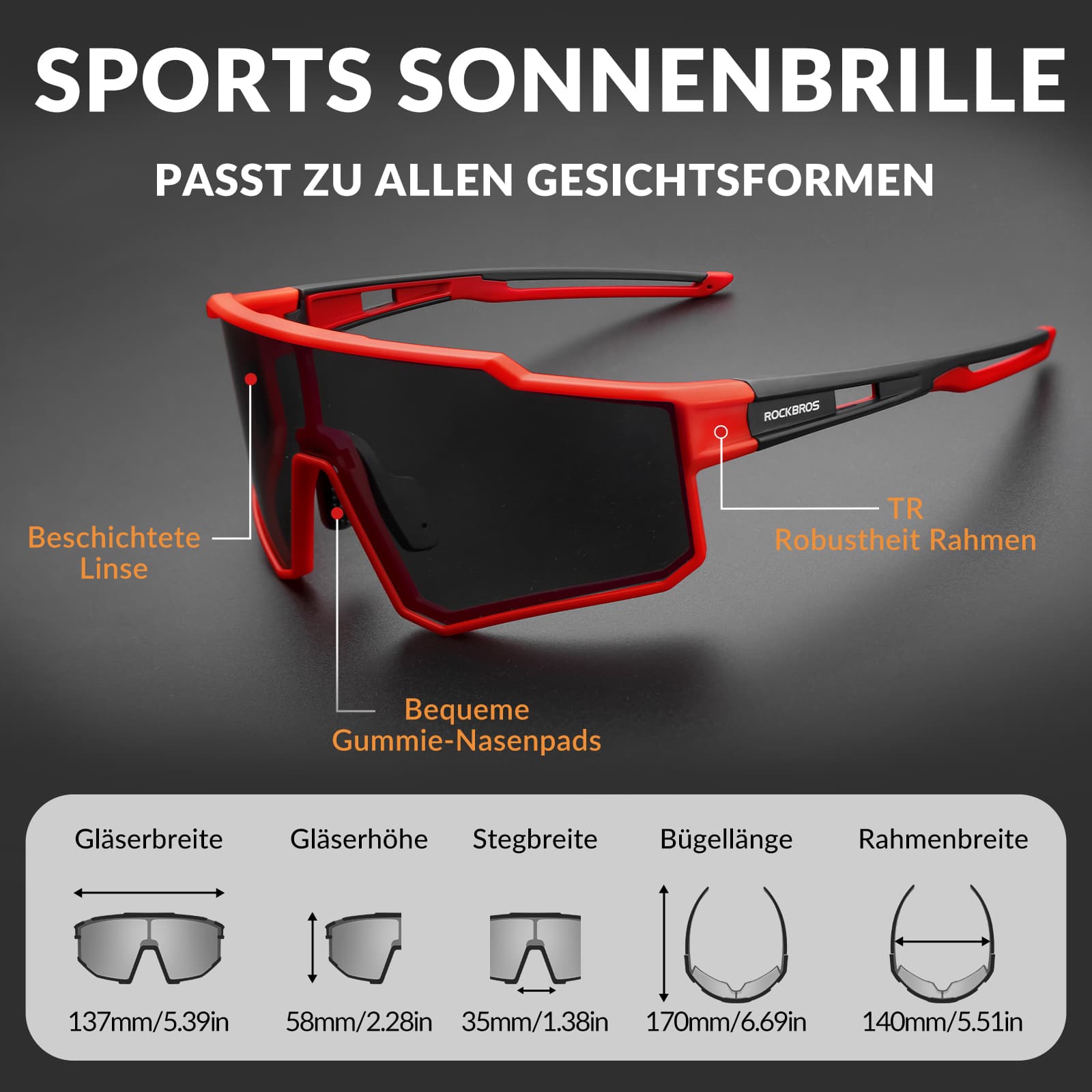 ROCKBROS Polarisiert Fahrradbrille Sport Sonnenbrille für Outdoorsport - Fahrradbrille ROCKBROS - EU - NooMii