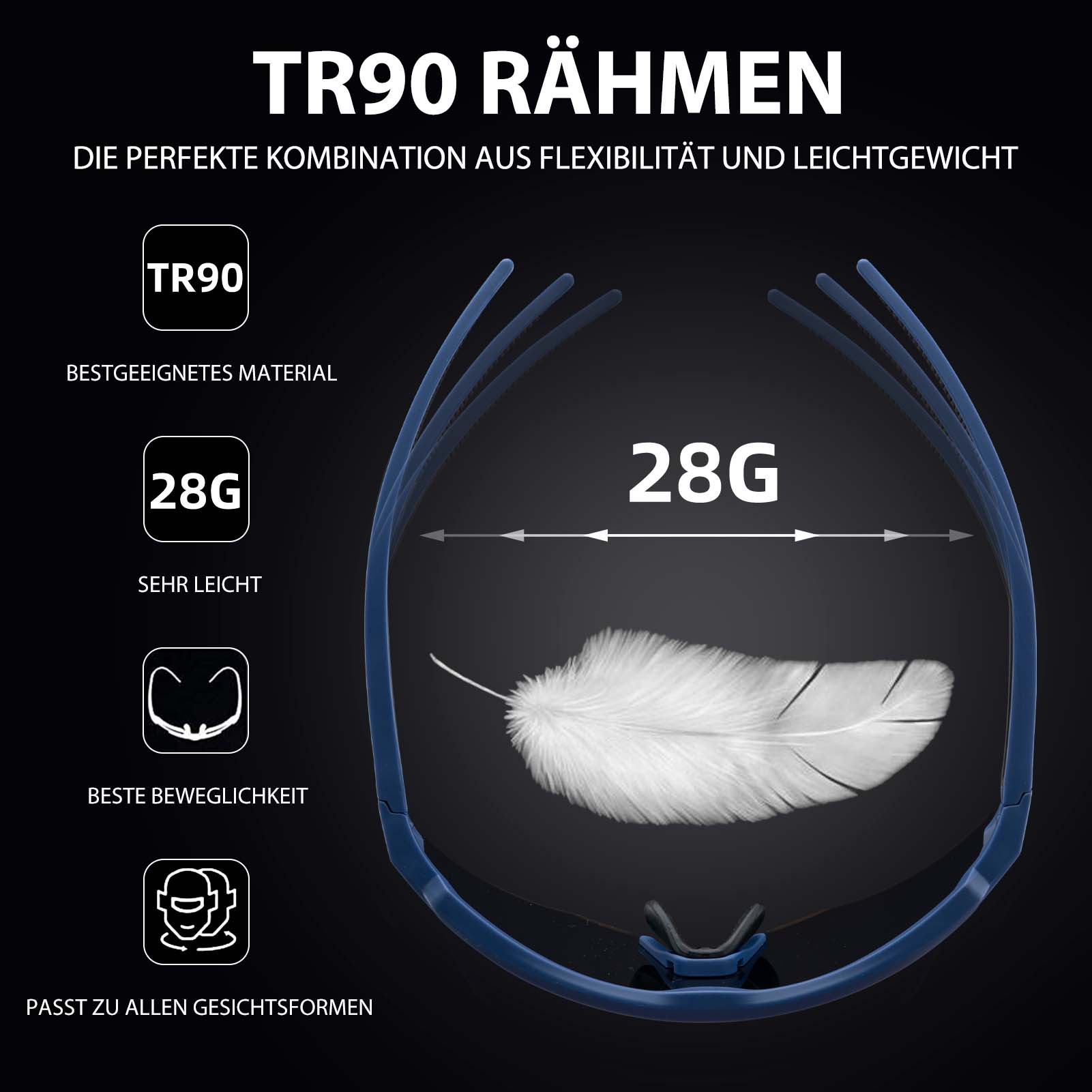 ROCKBROS Polarisierte Fahrradbrille mit 4 Wechselgläser - Fahrradbrille ROCKBROS - EU - NooMii