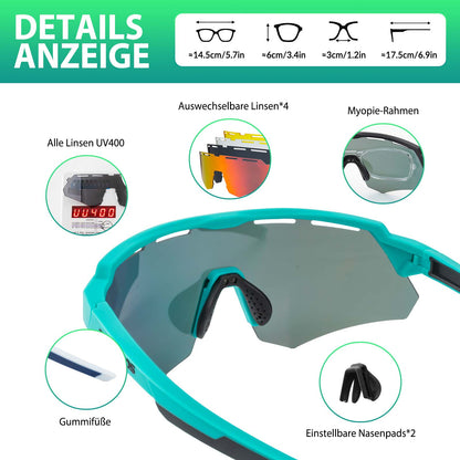 ROCKBROS Polarisierte Fahrradbrille mit 4 Wechselgläser - Fahrradbrille ROCKBROS - EU - NooMii