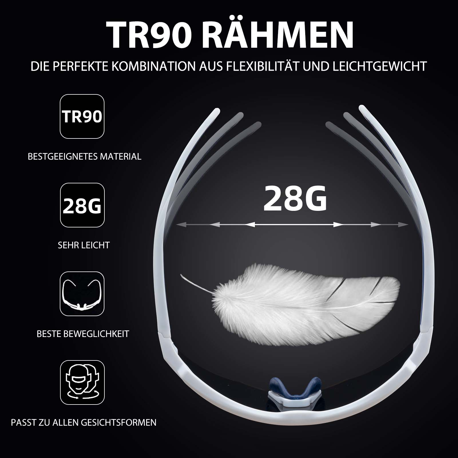 ROCKBROS Polarisierte Fahrradbrille mit 4 Wechselgläser - Fahrradbrille ROCKBROS - EU - NooMii