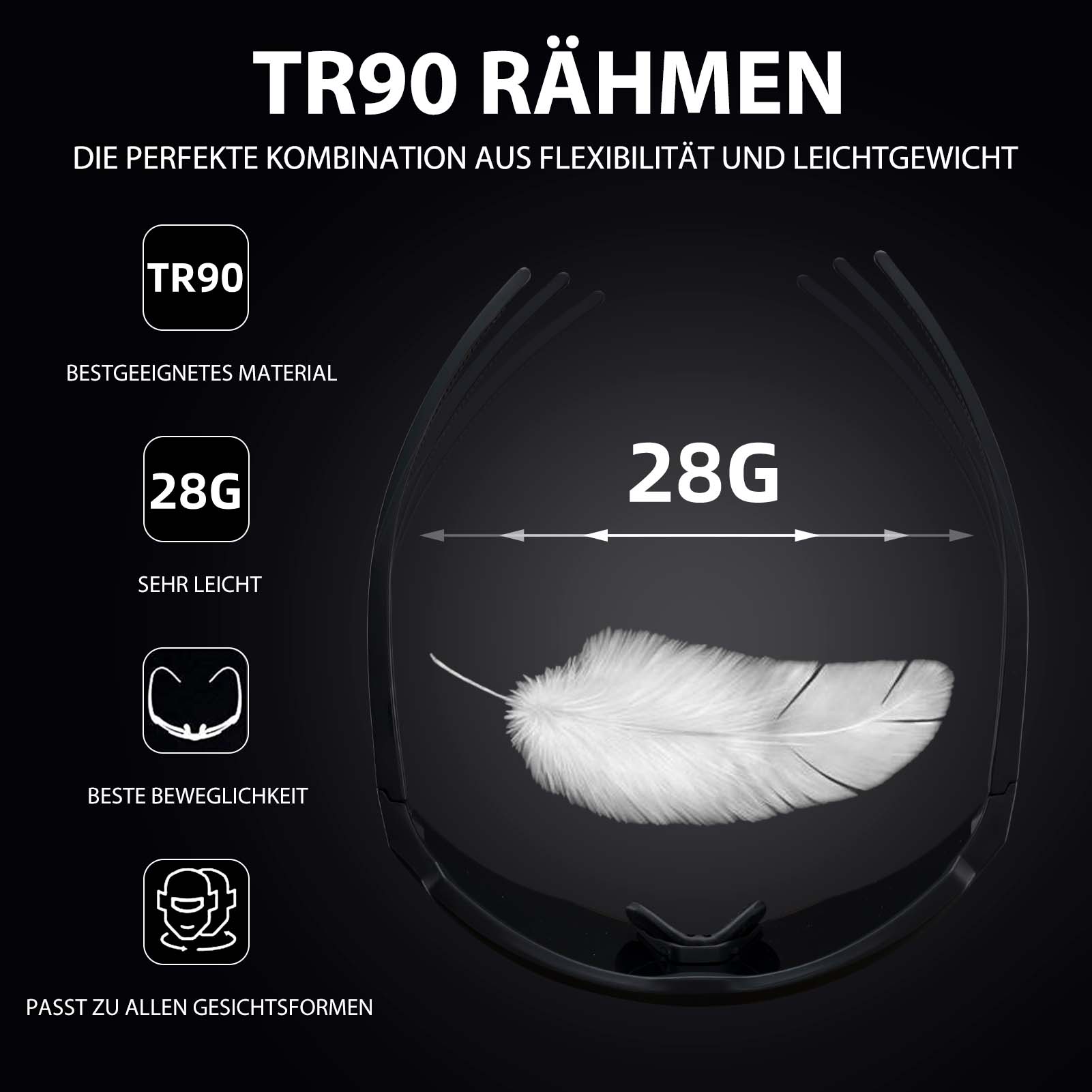 ROCKBROS Polarisierte Fahrradbrille mit 4 Wechselgläser - Fahrradbrille ROCKBROS - EU - NooMii