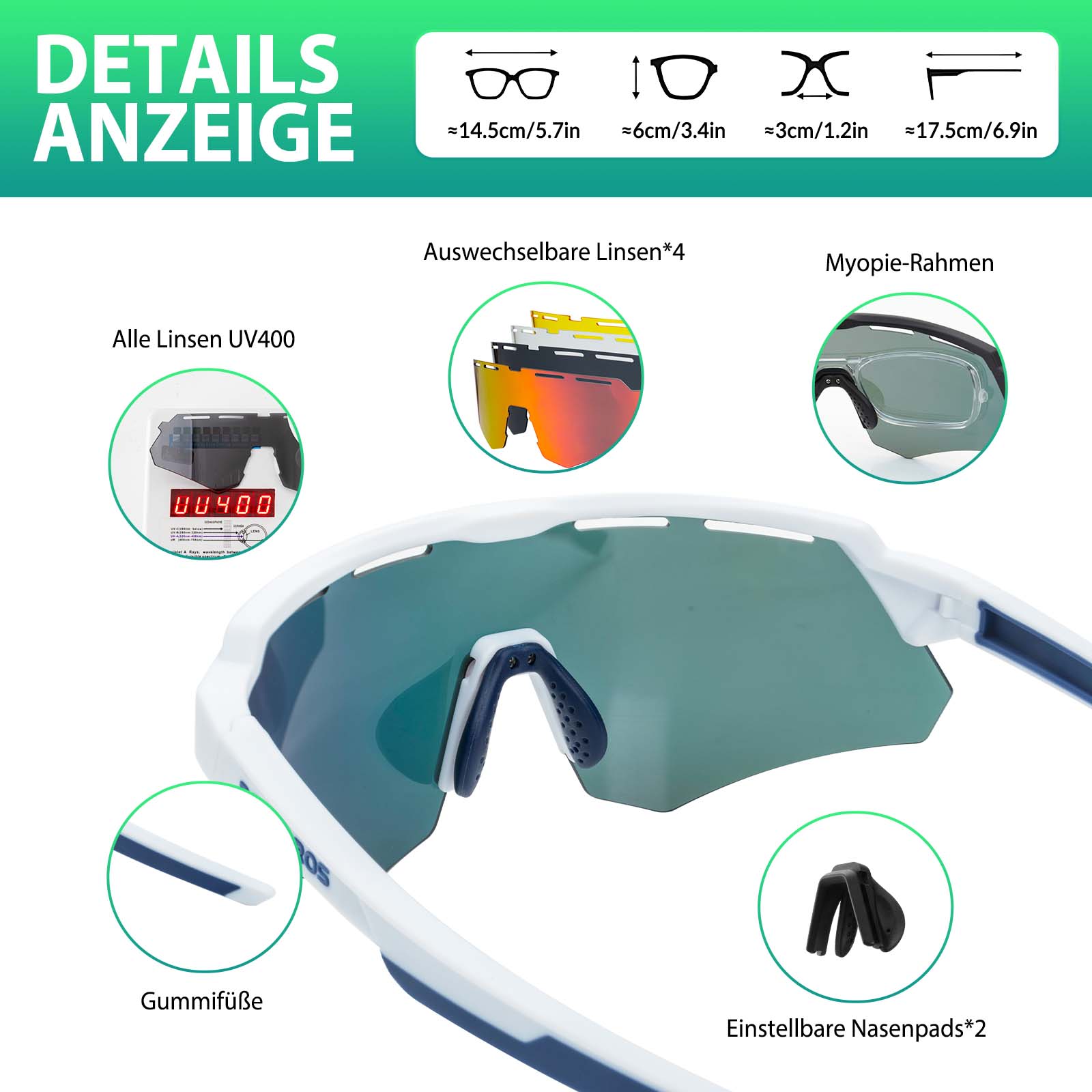 ROCKBROS Polarisierte Fahrradbrille mit 4 Wechselgläser - Fahrradbrille ROCKBROS - EU - NooMii