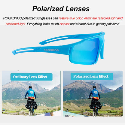 ROCKBROS polarisierte Sonnenbrille mit UV400 Schutz Hellblau Unisex - Fahrradbrille ROCKBROS - EU - NooMii