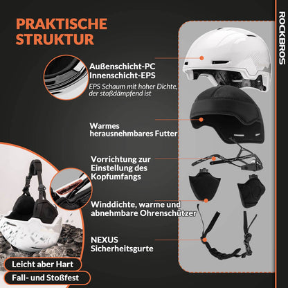ROCKBROS - Qunature Skihelm mit Ohrenschützern Schneehelm Winter für Skifahren - Skihelm ROCKBROS - EU - NooMii