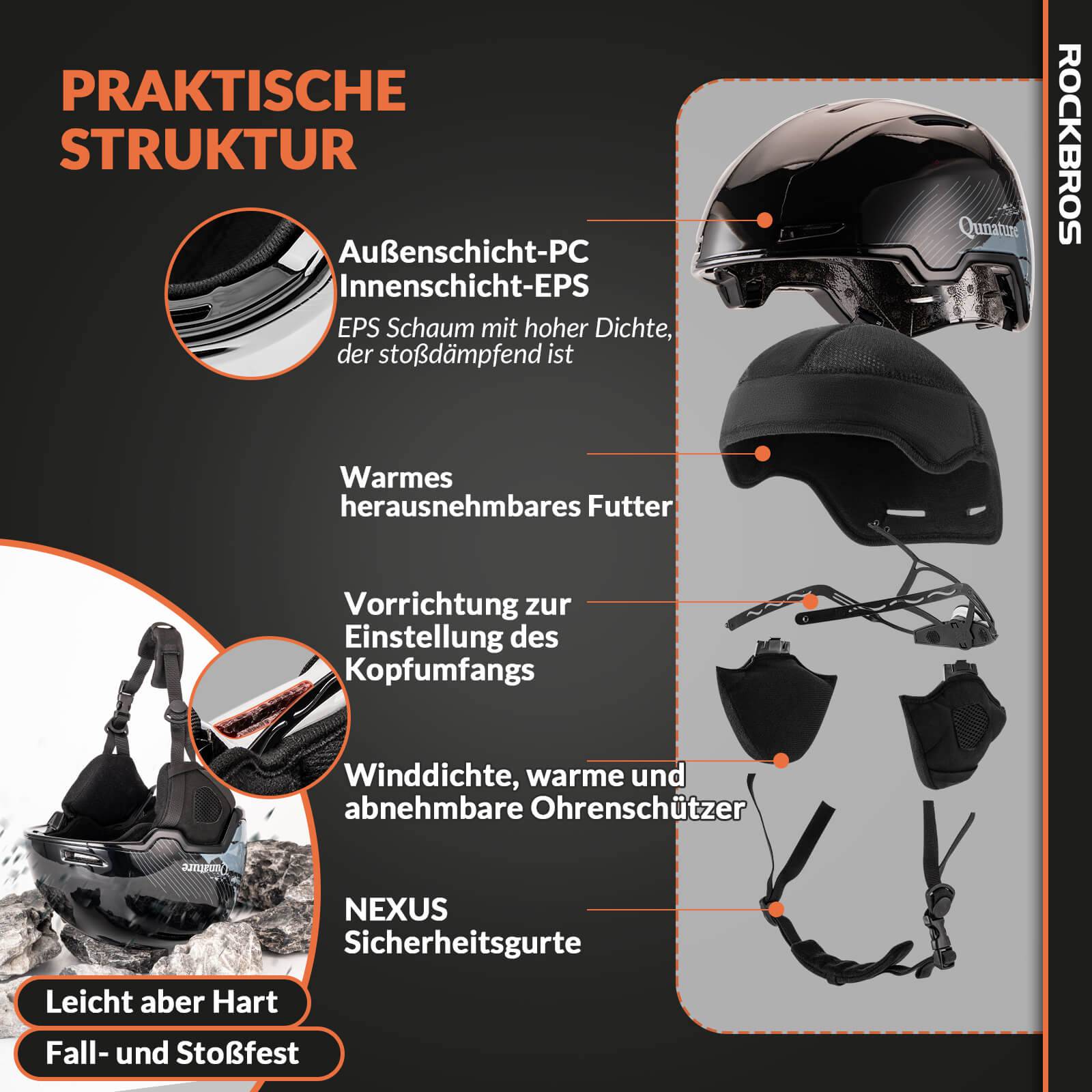 ROCKBROS - Qunature Skihelm mit Ohrenschützern Schneehelm Winter für Skifahren - Skihelm ROCKBROS - EU - NooMii