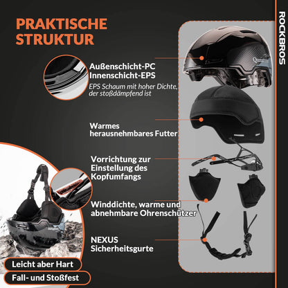 ROCKBROS - Qunature Skihelm mit Ohrenschützern Schneehelm Winter für Skifahren - Skihelm ROCKBROS - EU - NooMii