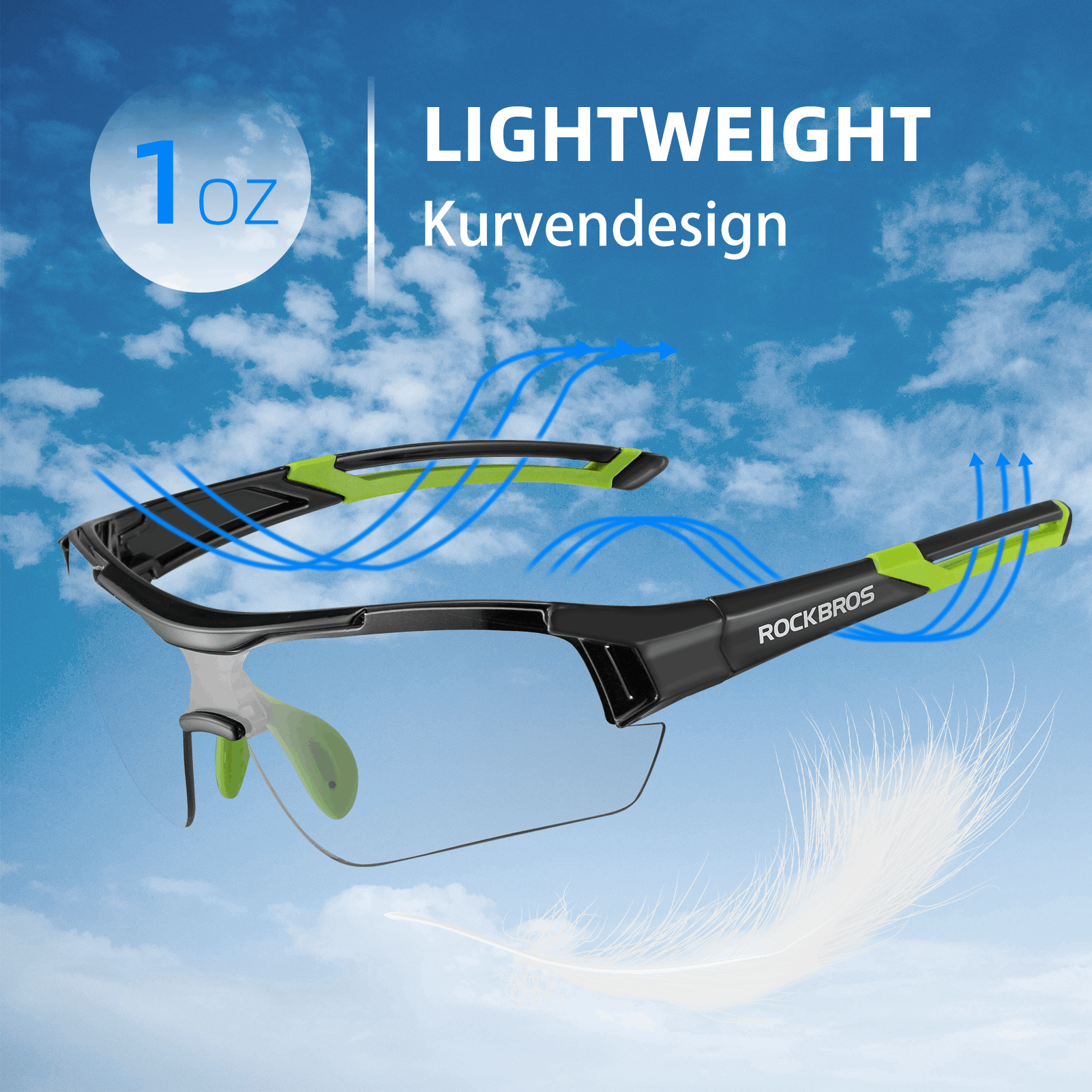 ROCKBROS Radbrille Sonnenbrille Halbrahmen Photochromatische Brille - Fahrradbrille ROCKBROS - EU - NooMii