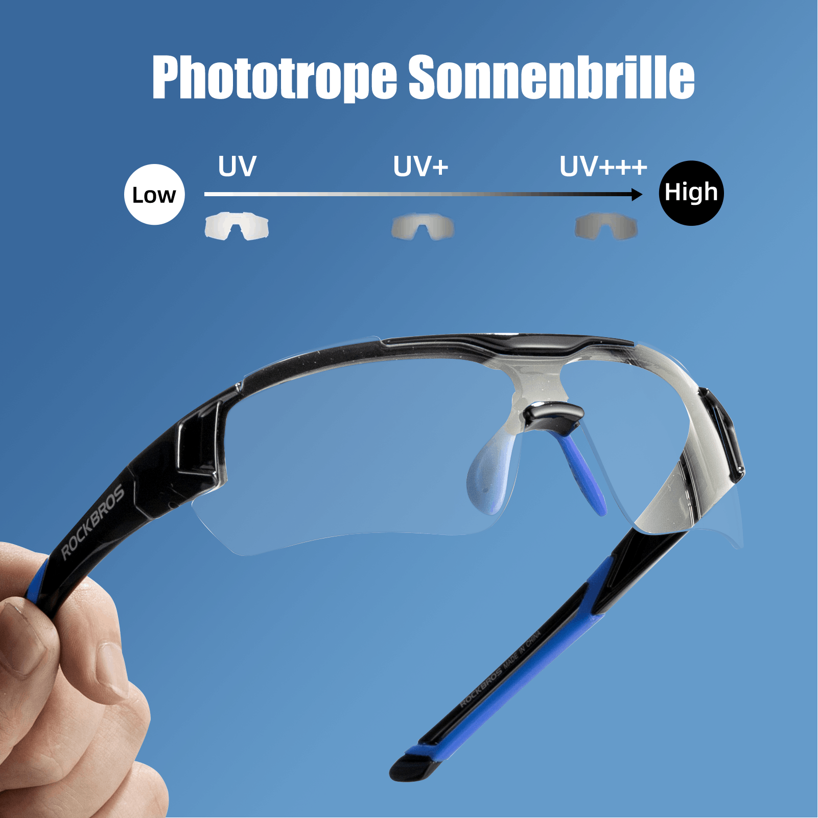 ROCKBROS Radbrille Sonnenbrille Halbrahmen Photochromatische Brille - Fahrradbrille ROCKBROS - EU - NooMii