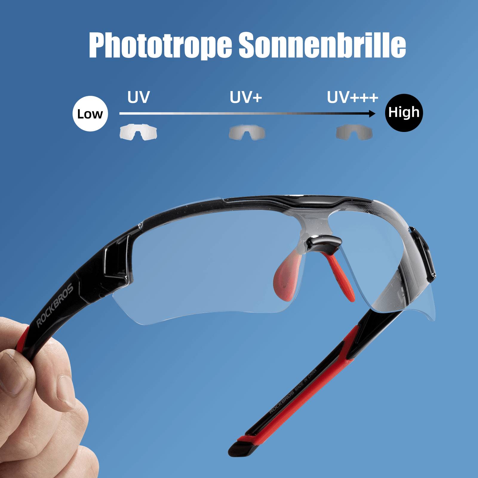 ROCKBROS Radbrille Sonnenbrille Halbrahmen Photochromatische Brille - Fahrradbrille ROCKBROS - EU - NooMii