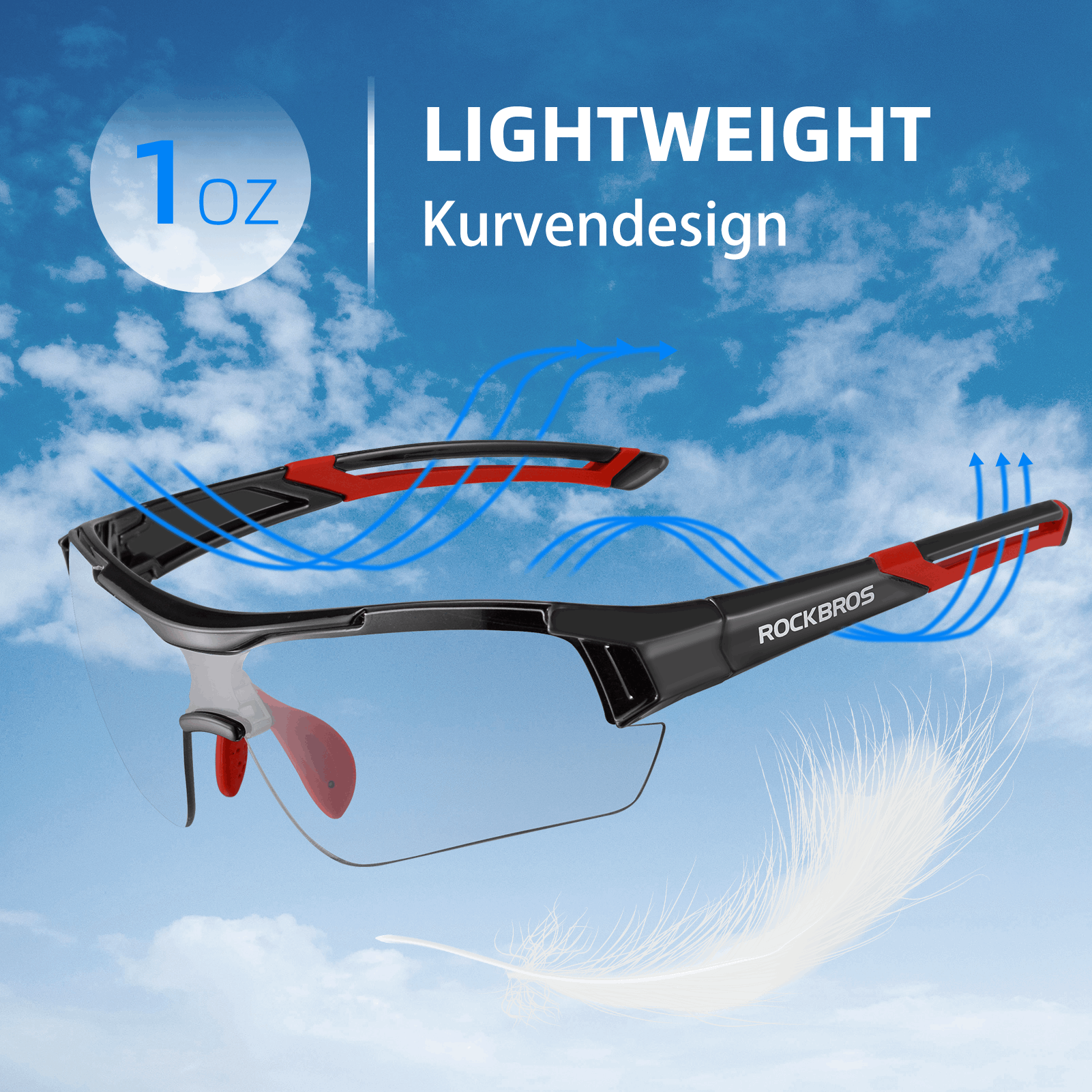 ROCKBROS Radbrille Sonnenbrille Halbrahmen Photochromatische Brille - Fahrradbrille ROCKBROS - EU - NooMii