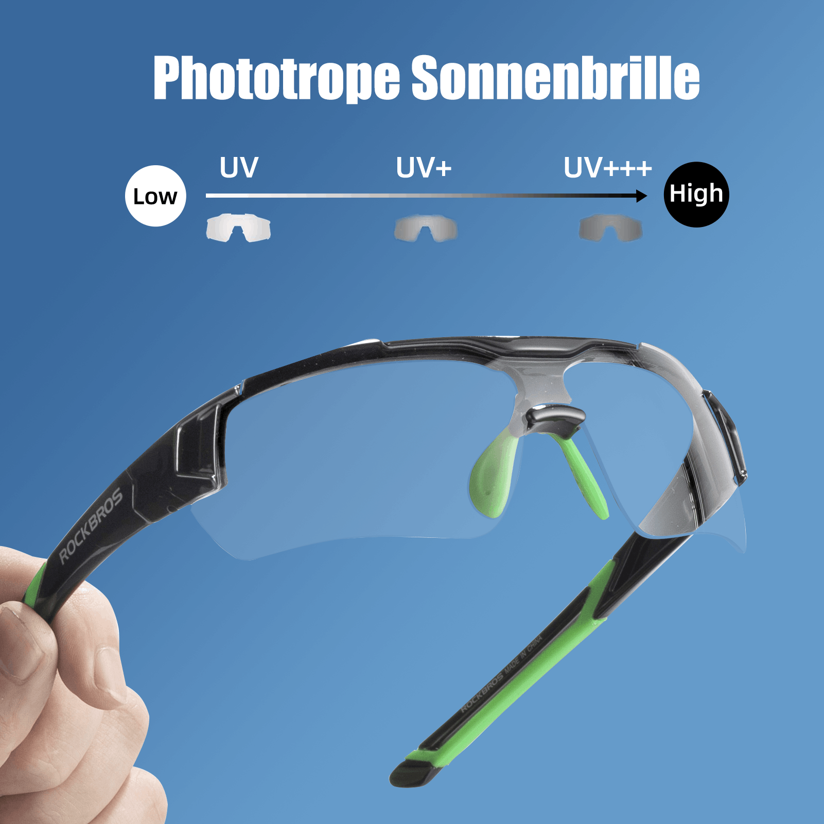 ROCKBROS Radbrille Sonnenbrille Halbrahmen Photochromatische Brille - Fahrradbrille ROCKBROS - EU - NooMii