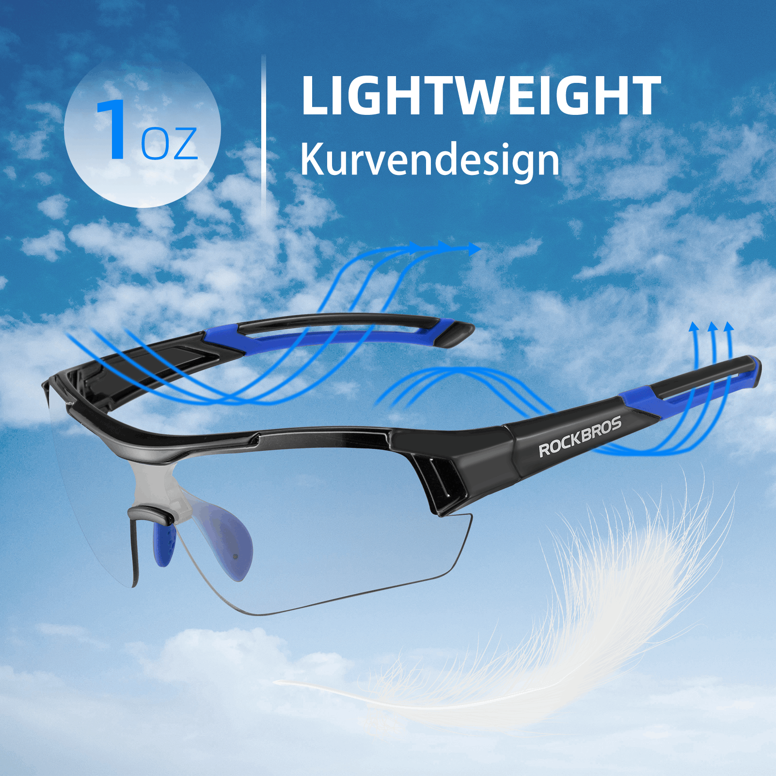 ROCKBROS Radbrille Sonnenbrille Halbrahmen Photochromatische Brille - Fahrradbrille ROCKBROS - EU - NooMii