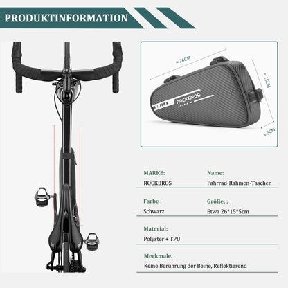 ROCKBROS Rahmentasche wasserdicht Dreieckstasche für MTB & Rennräder 1,2L - Fahrradtaschen ROCKBROS - EU - NooMii
