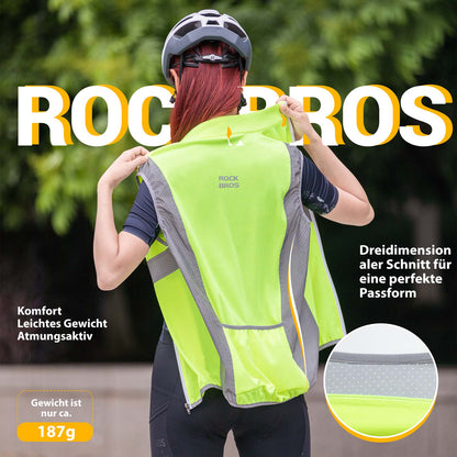ROCKBROS Reflektierende Weste Reiten Sicherheitsweste Fluoreszierend Grün - Fahrradjacke ROCKBROS - EU - NooMii