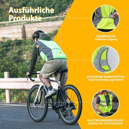 ROCKBROS Reflektierende Weste Reiten Sicherheitsweste Fluoreszierend Grün - Fahrradjacke ROCKBROS - EU - NooMii