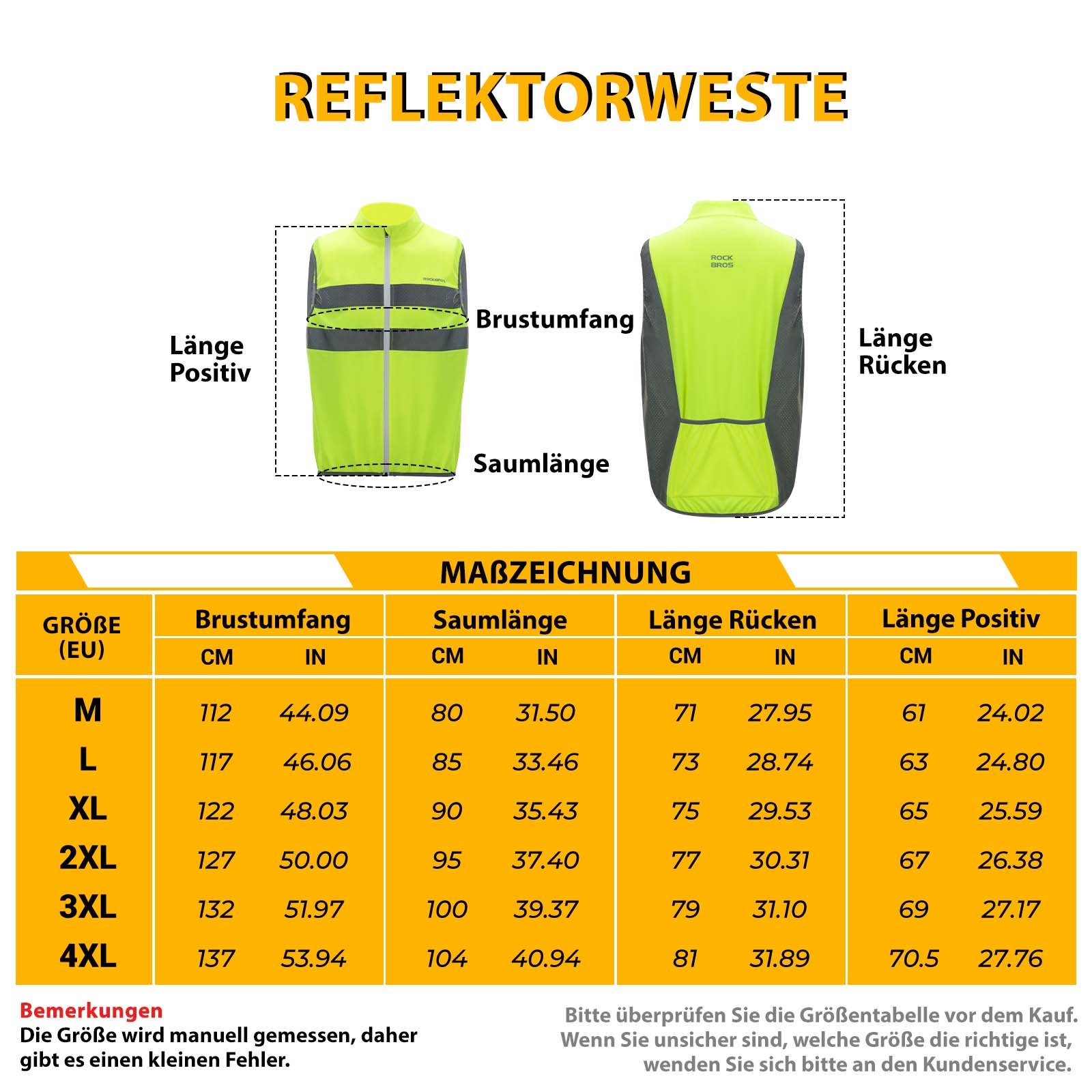 ROCKBROS Reflektierende Weste Reiten Sicherheitsweste Fluoreszierend Grün - Fahrradjacke ROCKBROS - EU - NooMii