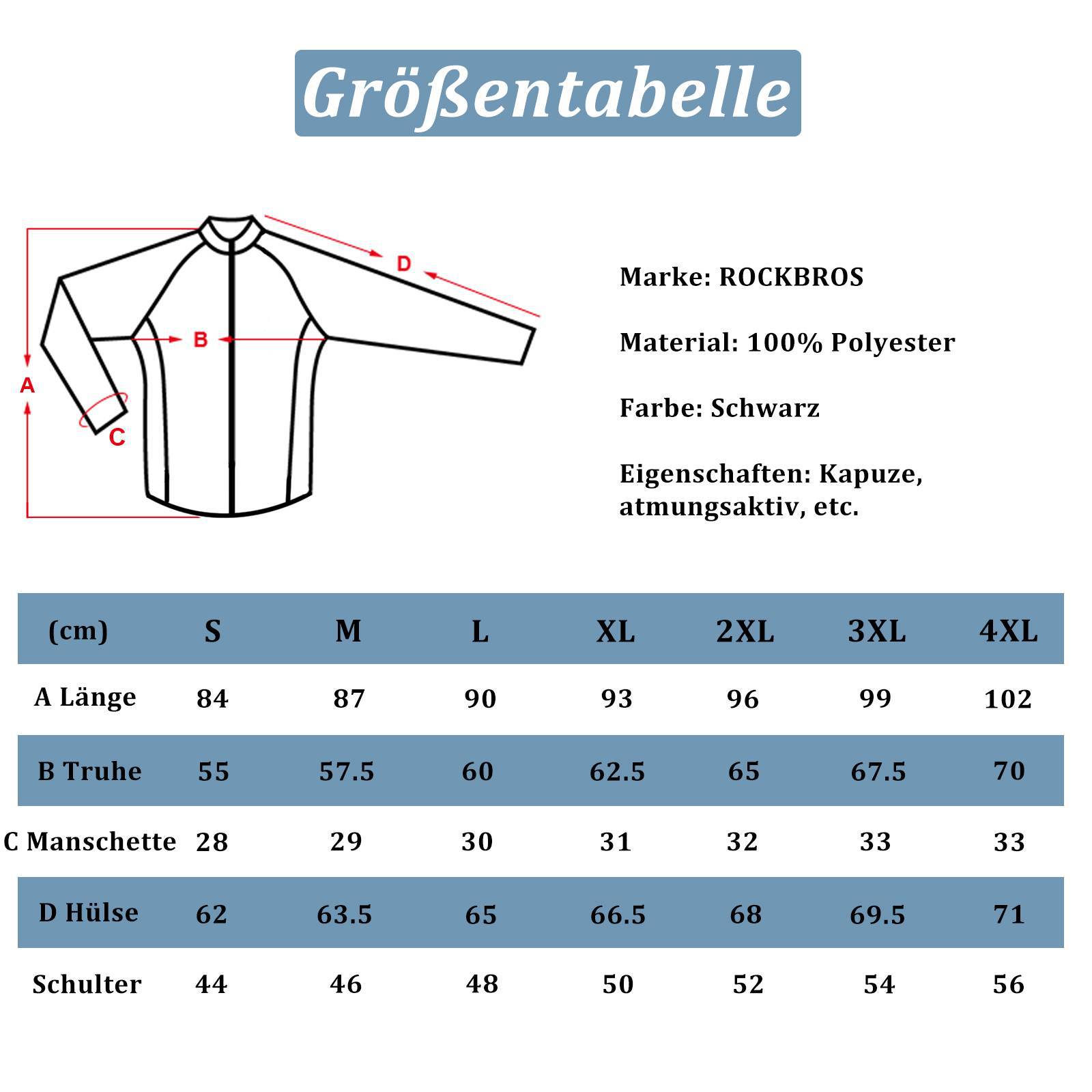 ROCKBROS Regenmantel Wasserdichter Regenponcho Verlängerte Regenjacke - Fahrradjacke ROCKBROS - EU - NooMii