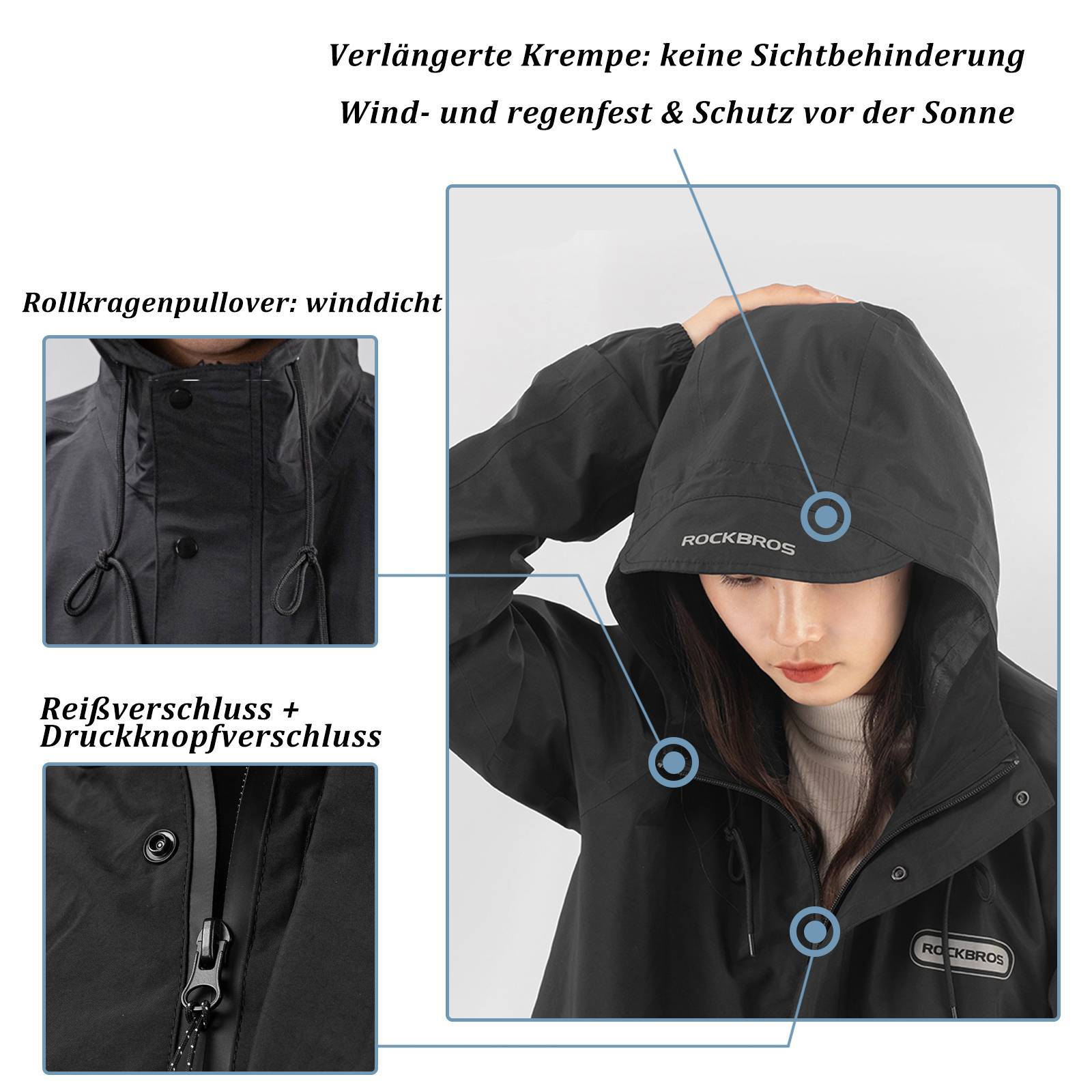 ROCKBROS Regenmantel Wasserdichter Regenponcho Verlängerte Regenjacke - Fahrradjacke ROCKBROS - EU - NooMii