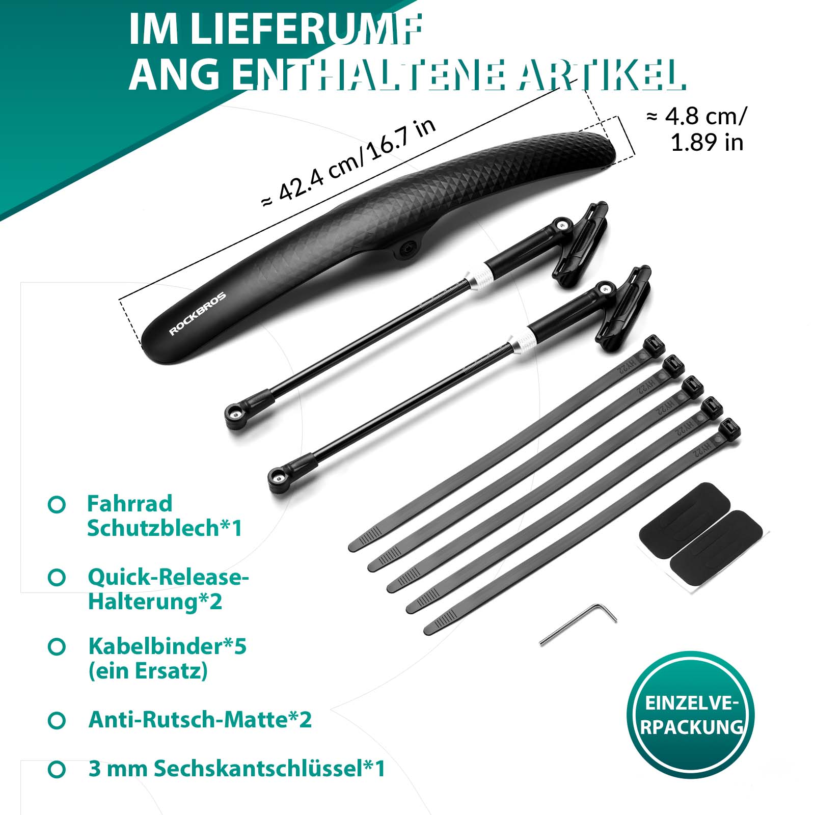 ROCKBROS Rennrad Schutzblech Set für 27,5 Zoll Fahrräder Quick - Release - Fahrrad Schutzblech ROCKBROS - EU - NooMii