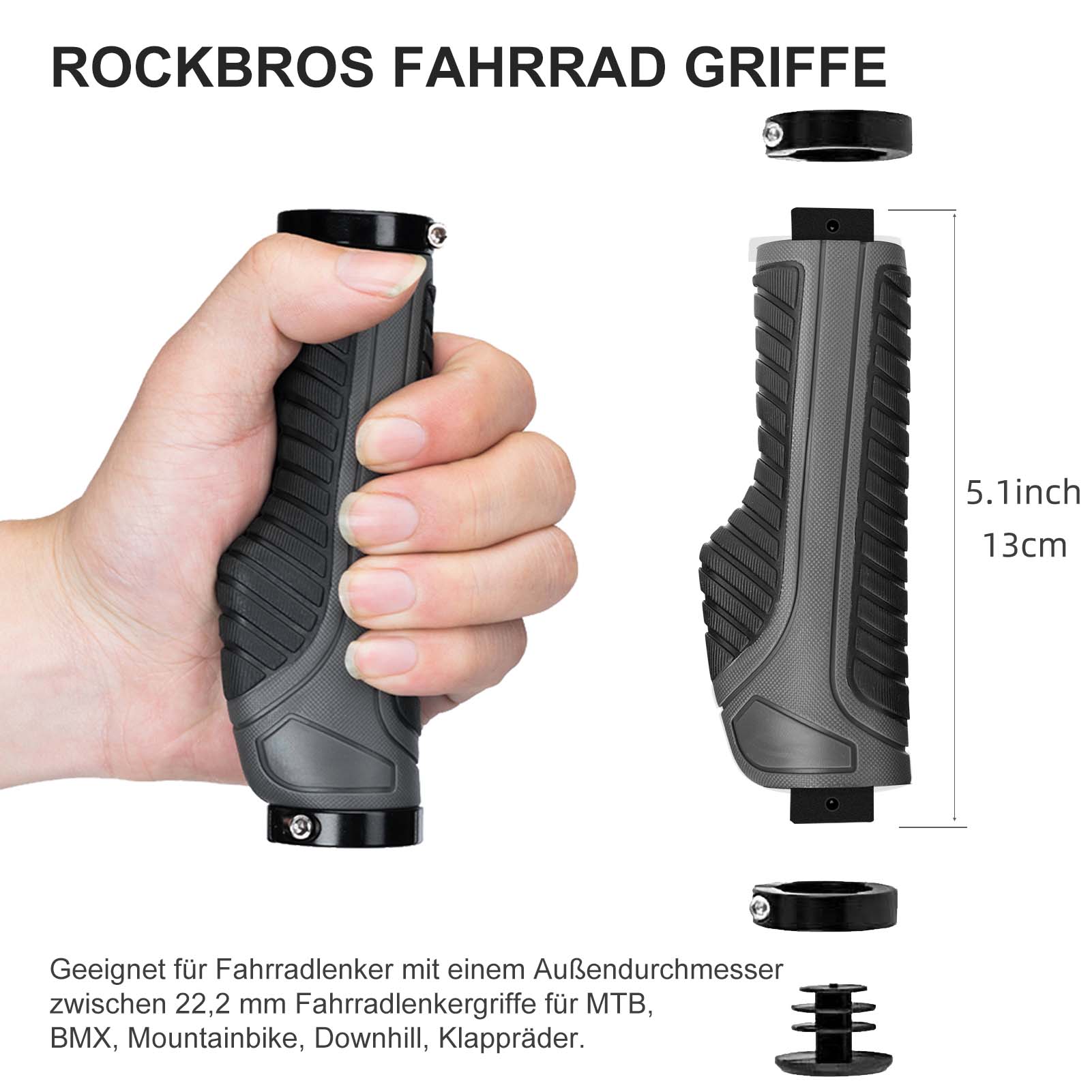 ROCKBROS Rutschfeste Fahrradgriffe aus Gummi mit Lock - on Design für MTB - Fahrradgriffe ROCKBROS - EU - NooMii