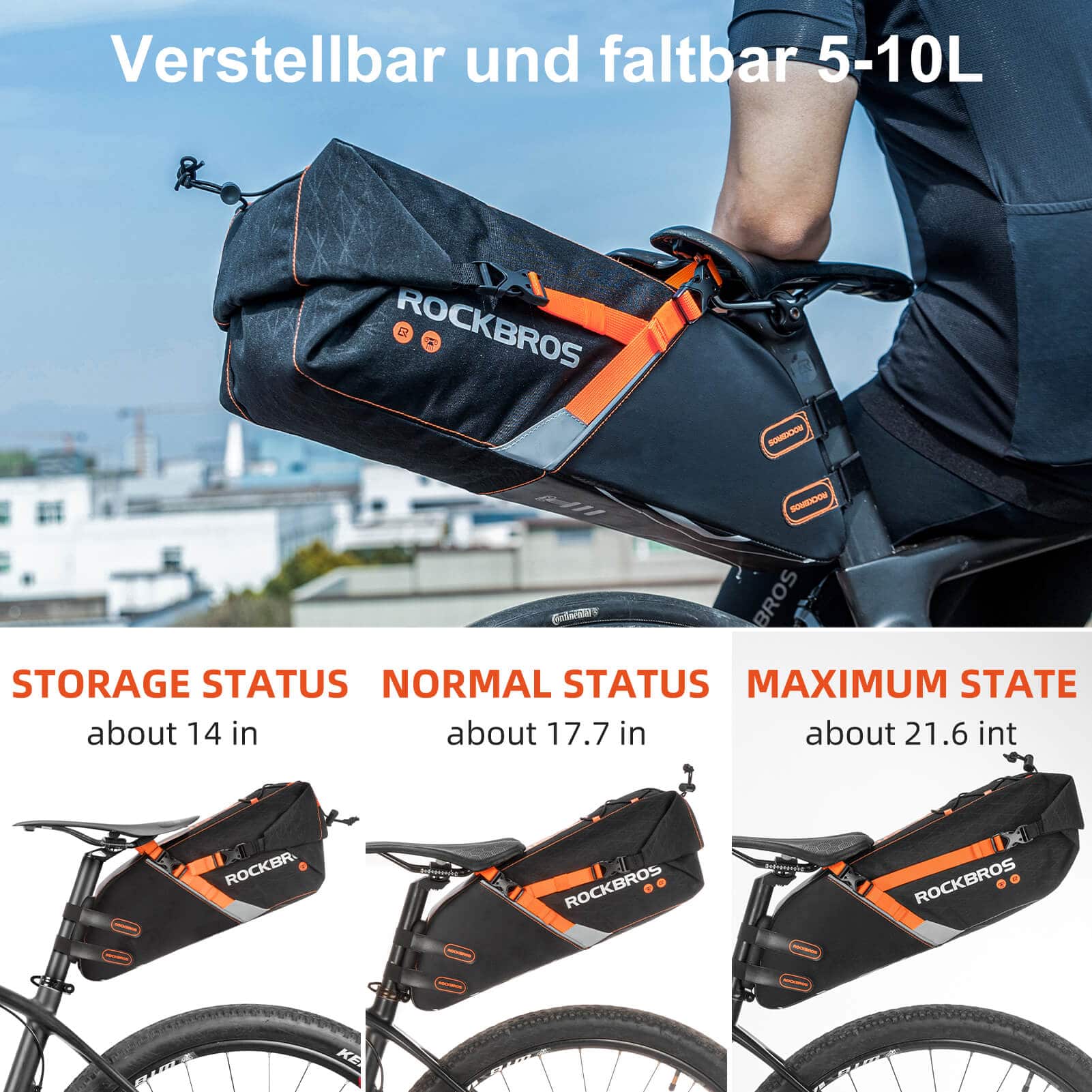 ROCKBROS Satteltasche wasserdichte Fahrradtasche für MTB Rennrad10L - Fahrradtaschen ROCKBROS - EU - NooMii