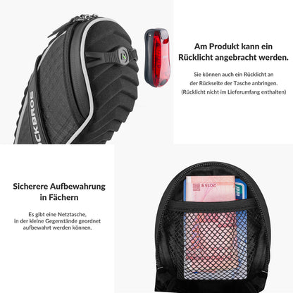 ROCKBROS Satteltaschen Fahrradsitz Taschen mit Rücklichthalter 1L - Fahrradtaschen ROCKBROS - EU - NooMii