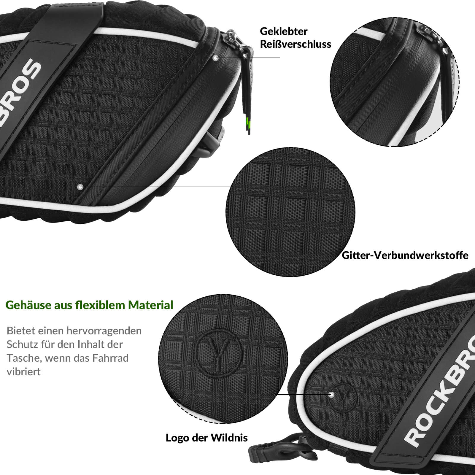 ROCKBROS Satteltaschen Fahrradsitz Taschen mit Rücklichthalter 1L - Fahrradtaschen ROCKBROS - EU - NooMii