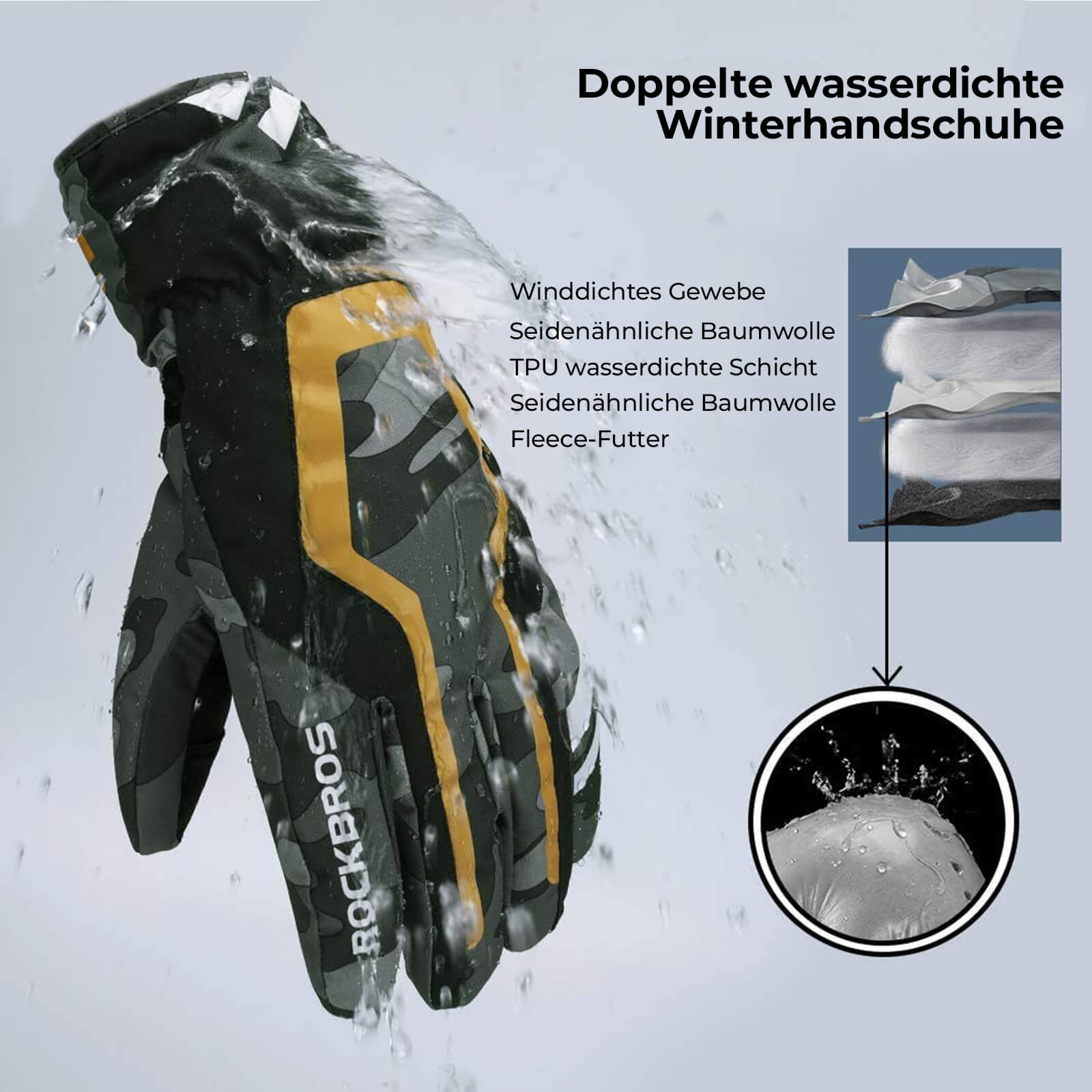 ROCKBROS Skihandschuhe Winter Handschuhe Wasserdicht Anti - Rutsch - Fahrradhandschuhe ROCKBROS - EU - NooMii