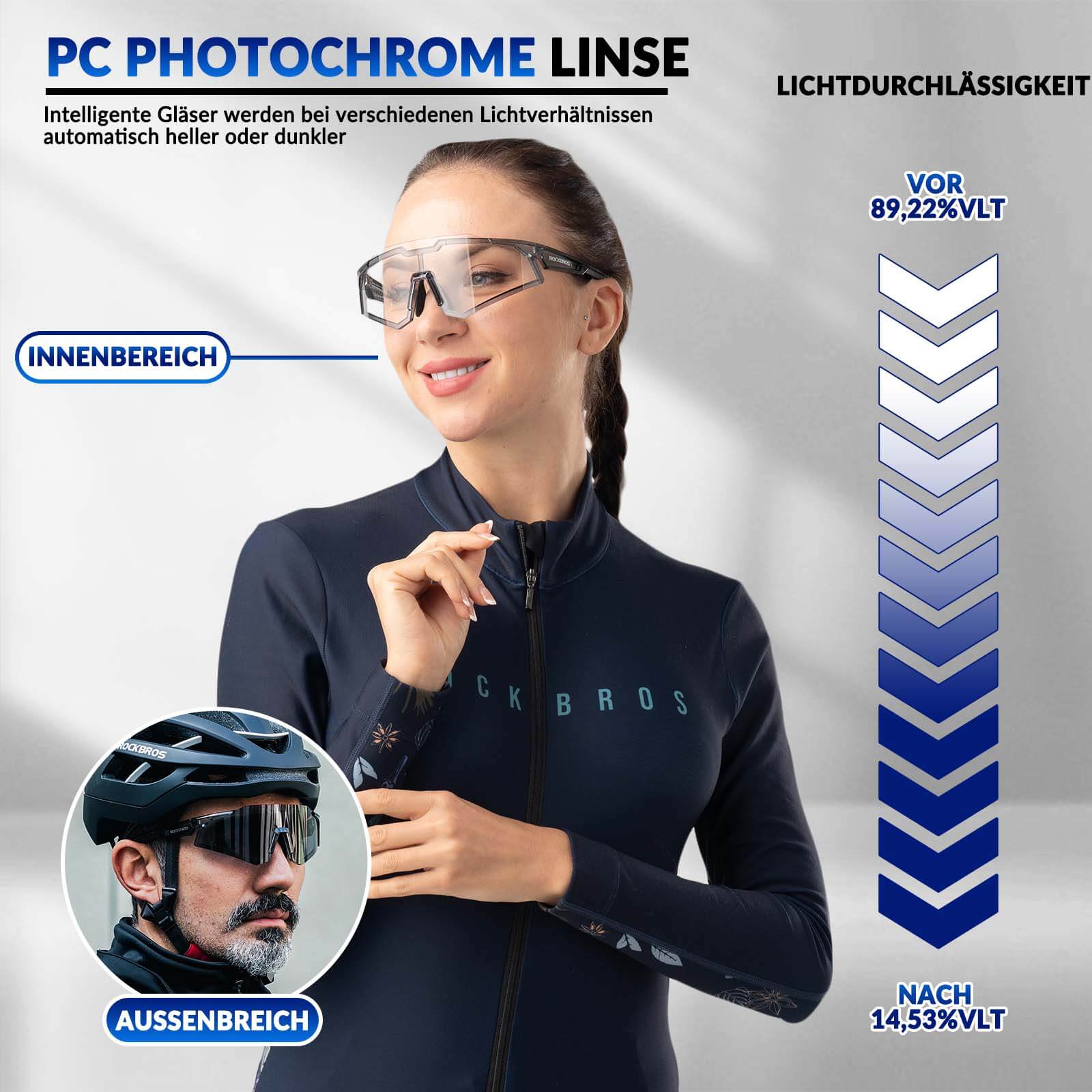 ROCKBROS Sonnenbrille Fahrradbrille Selbsttönend Outdoor UV400 Schutz - Fahrradbrille ROCKBROS - EU - NooMii