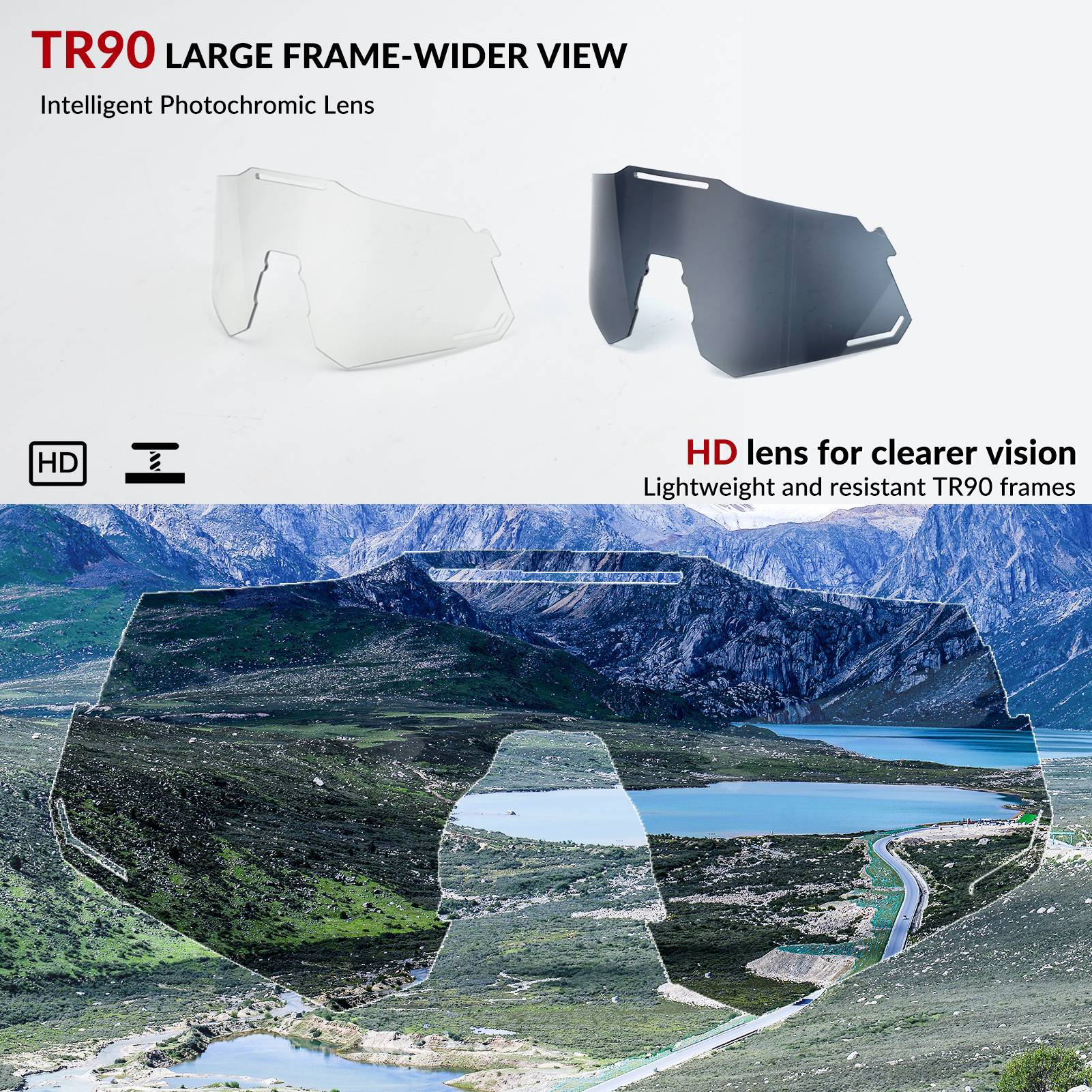 ROCKBROS Sonnenbrille UV400 Schutz Radsportbrille für Damen/ Herren - Fahrradbrille ROCKBROS - EU - NooMii