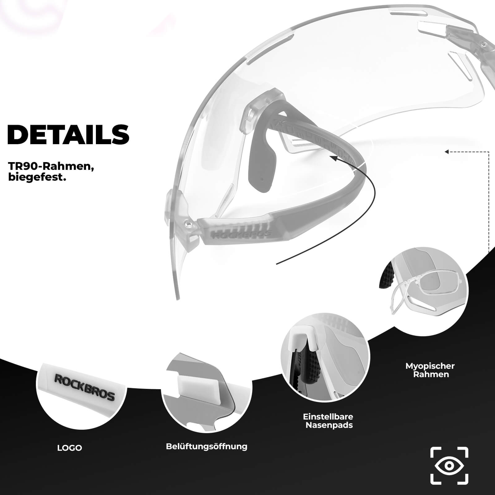 ROCKBROS Sonnenbrille Winddichte Fahrradbrille für Outdoor - Sportarten - Fahrradbrille ROCKBROS - EU - NooMii