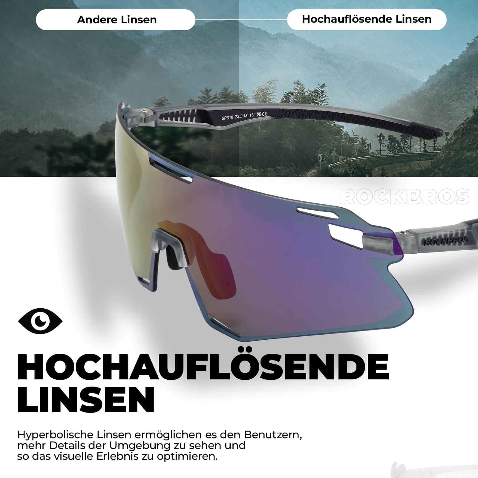 ROCKBROS Sonnenbrille Winddichte Fahrradbrille für Outdoor - Sportarten - Fahrradbrille ROCKBROS - EU - NooMii