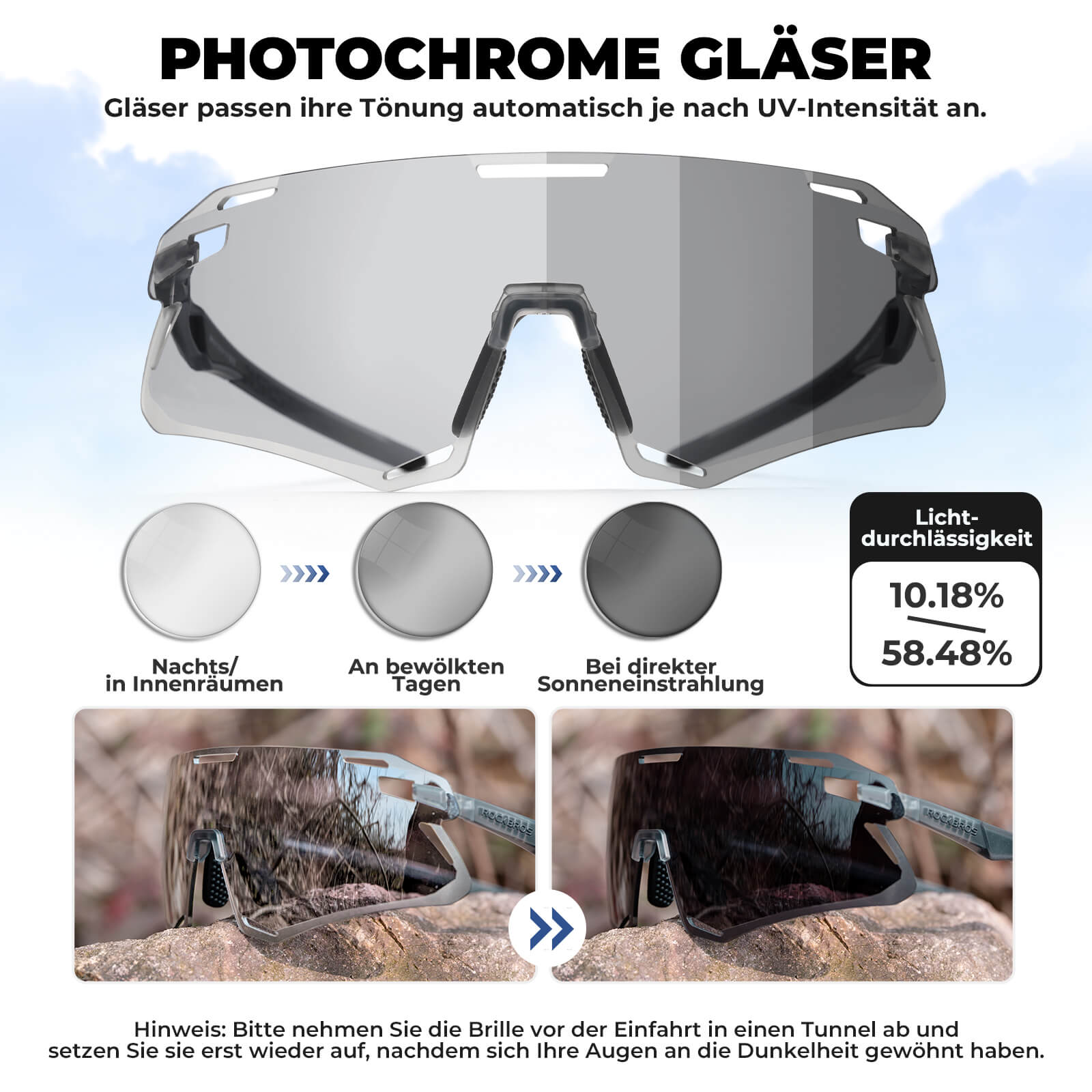 ROCKBROS Sonnenbrille Winddichte Fahrradbrille für Outdoor - Sportarten - Fahrradbrille ROCKBROS - EU - NooMii