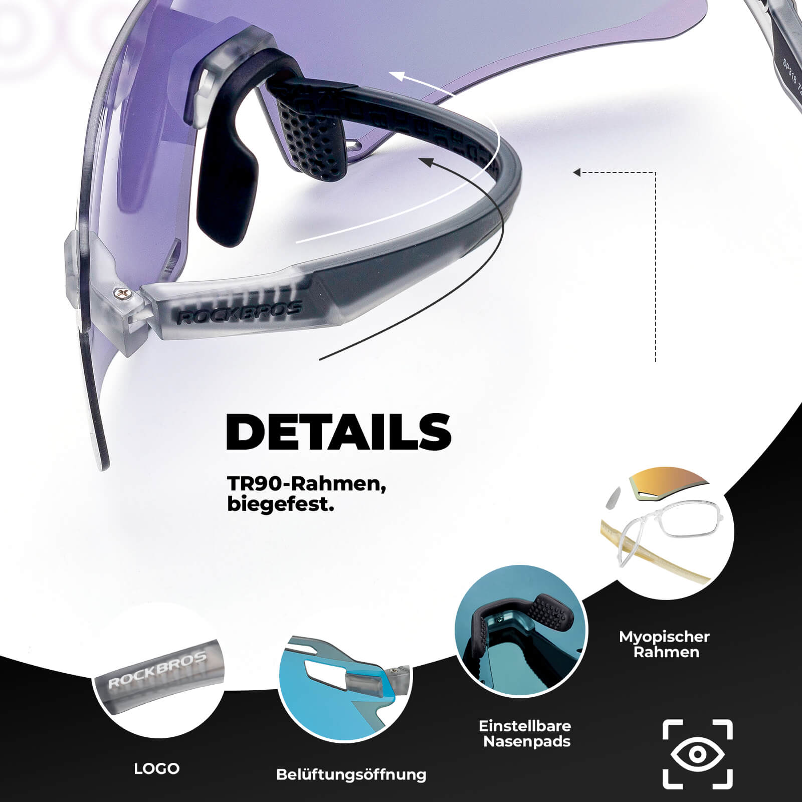 ROCKBROS Sonnenbrille Winddichte Fahrradbrille für Outdoor - Sportarten - Fahrradbrille ROCKBROS - EU - NooMii