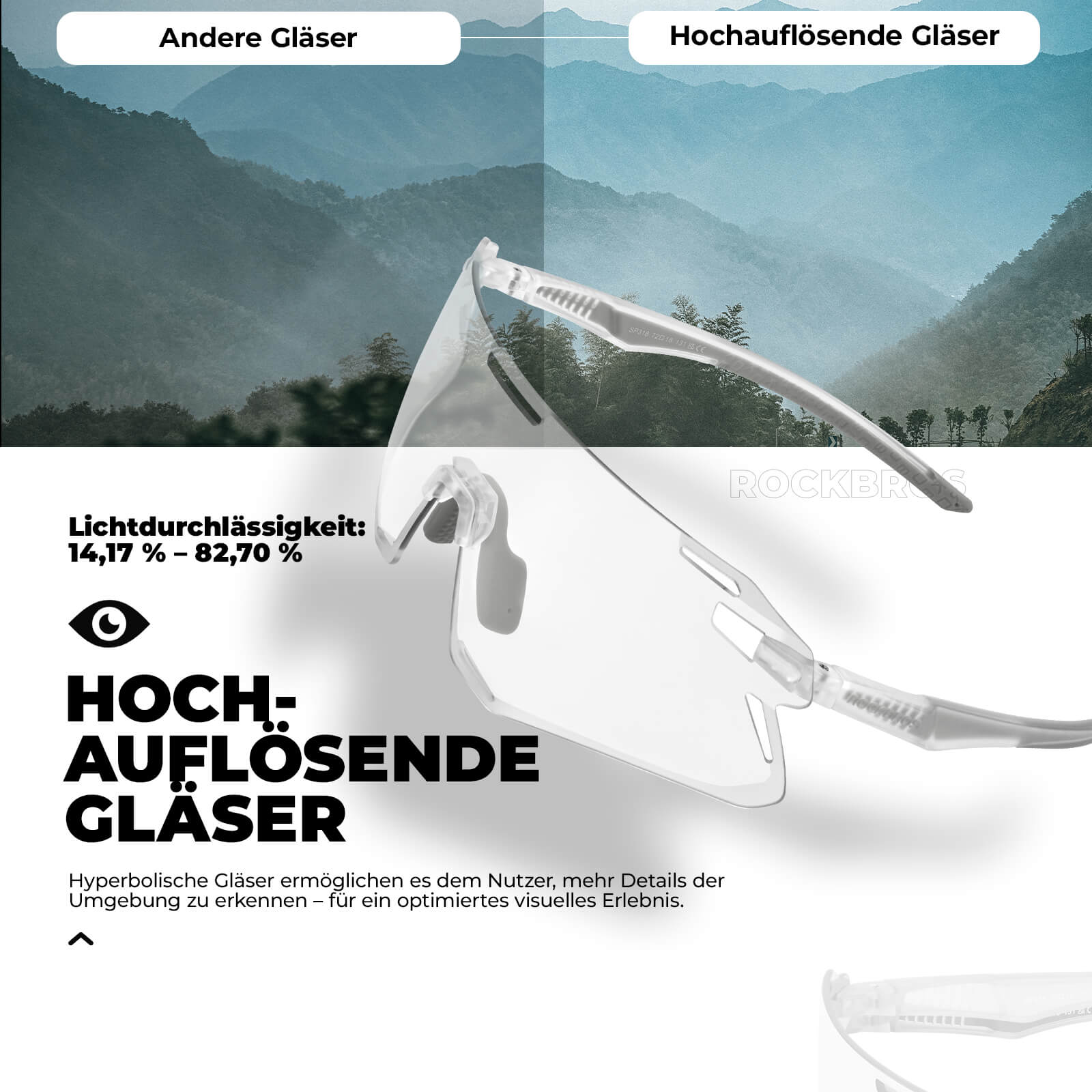 ROCKBROS Sonnenbrille Winddichte Fahrradbrille für Outdoor - Sportarten - Fahrradbrille ROCKBROS - EU - NooMii