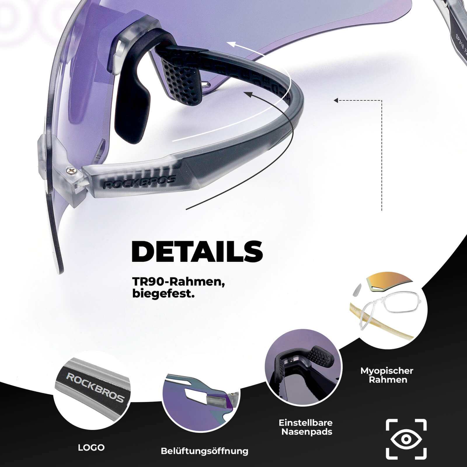 ROCKBROS Sonnenbrille Winddichte Fahrradbrille für Outdoor - Sportarten - Fahrradbrille ROCKBROS - EU - NooMii