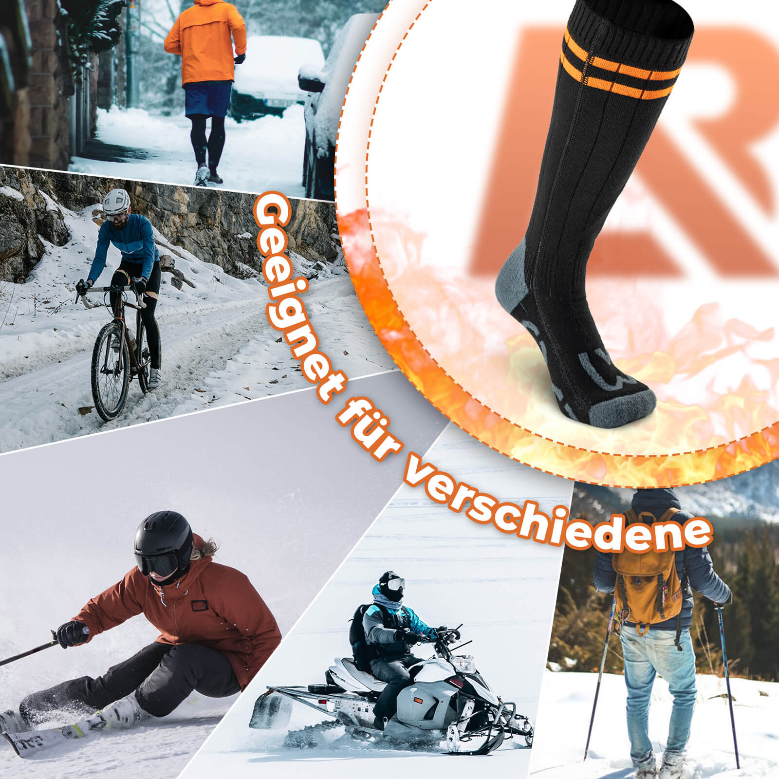 ROCKBROS Sportsocken Fahrradsocken Winter Heizsocken Wiederaufladbar 5000mAh - Fahrradsocken ROCKBROS - EU - NooMii